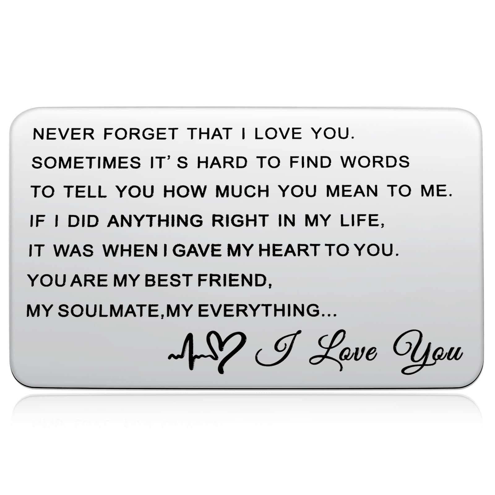 Kvekstio Anniversary Wallet Card Insert Gifts for Him, Boyfriend Gifts for Christmas from Girlfriend, Engraved I Love You Groom Gift from Bride Wedding