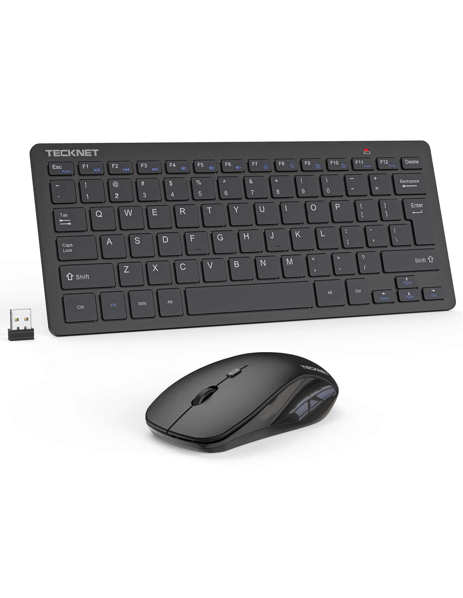 Wireless Keyboard and Mouse Combo, Mini Cordless Computer Keyboard and Mouse Set 2.4GHz, Silent Adjustable 1600 DPI, Quiet Click, Lag-Free for Computer, Laptop, PC, Windows, Mac, Chrome OS
