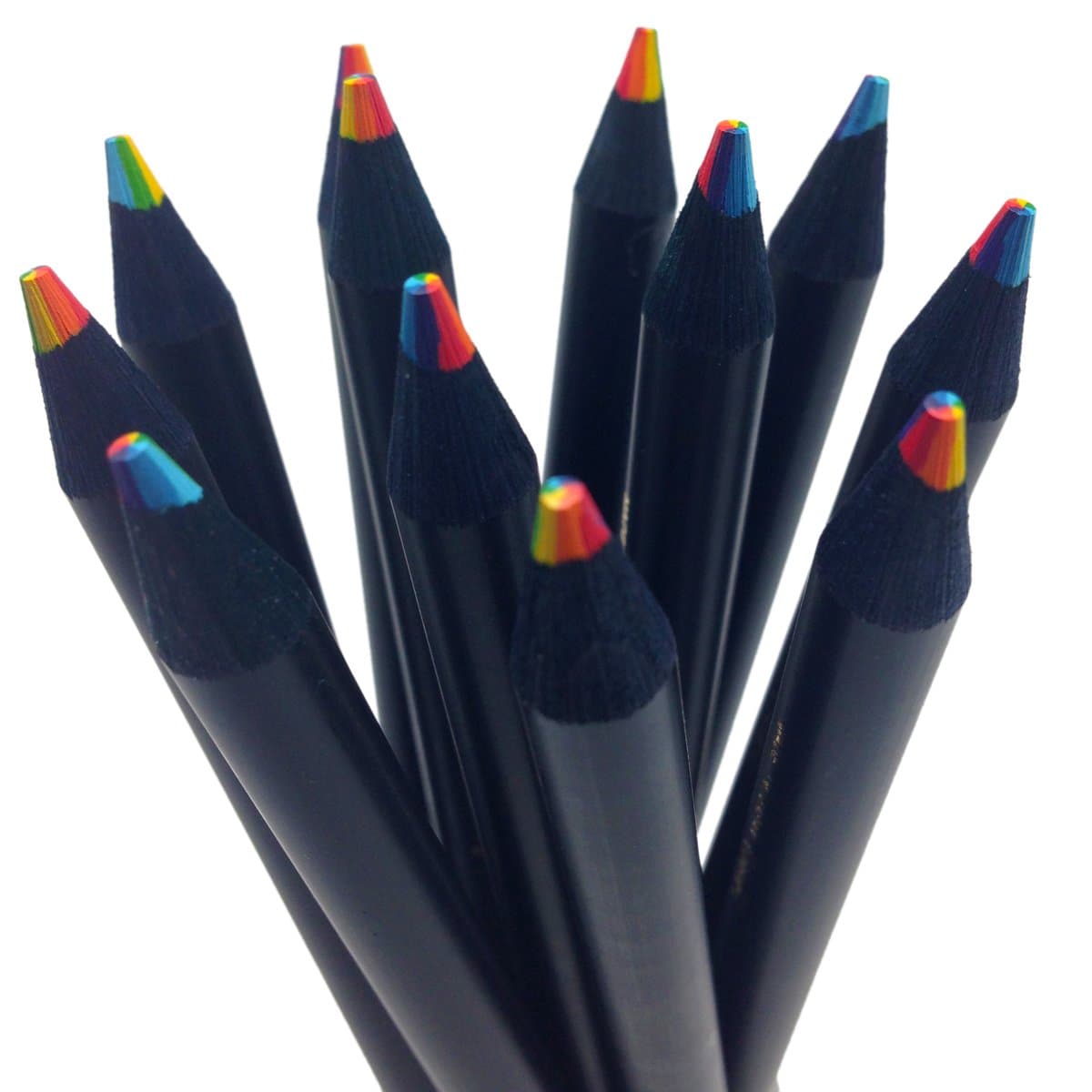 Rainbow Pencils - Black Wood Cedar - Write and Draw in 7 Brilliant Colors - Will Not Crumble