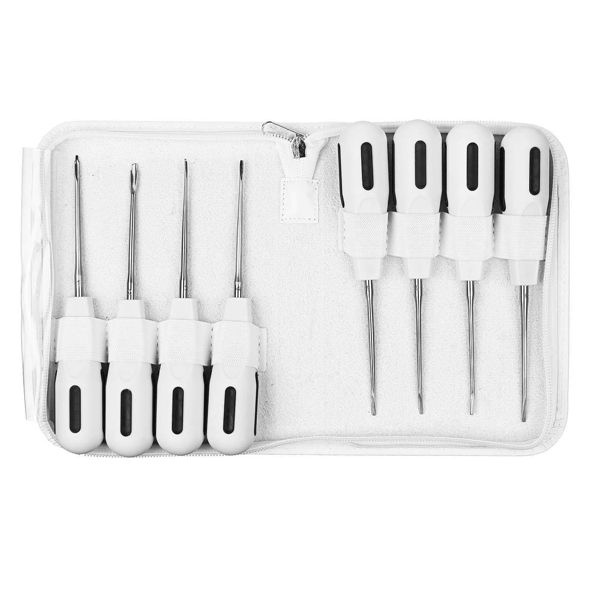 8Pcs/Set Stainless Steel Dental Luxating Lift Elevator Curved Root Elevator Dentistry Dentist Instrument Teeth Whitening Tool