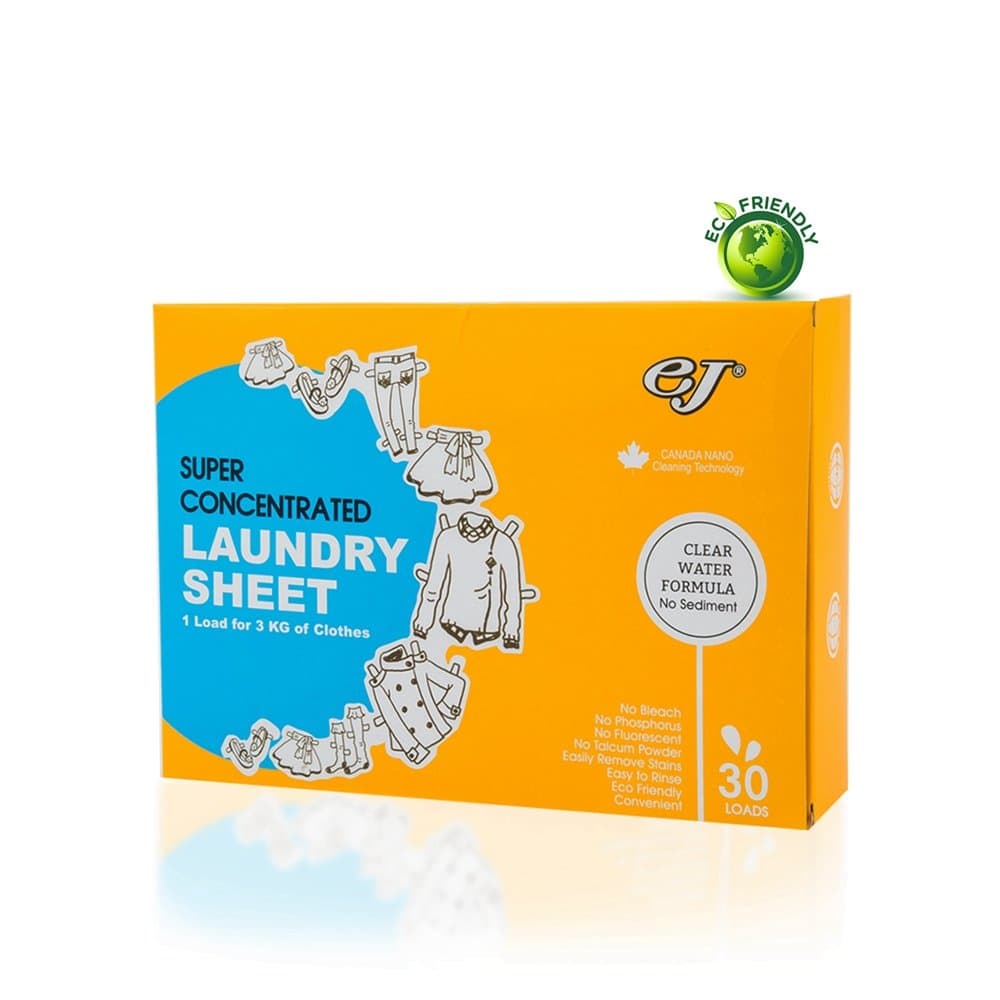 EJ 3-in-1 Laundry Detergent Pacs Sheets for Travel, Better Than Liquid, Portable Laundry Tablets Stain Remover, Fresh Scent Fabric Softener, Color Fixing, 30 Loads