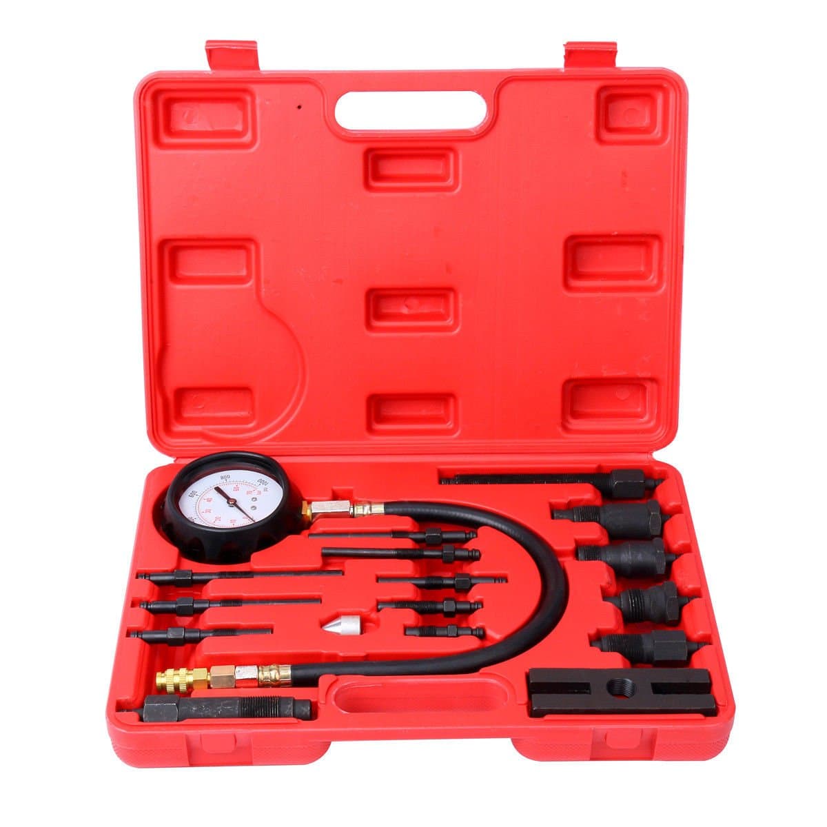 16PCS Professional Diesel Engine Cylinder Compression Tester Tool Kit Set for Auto Tractor Semi with Case