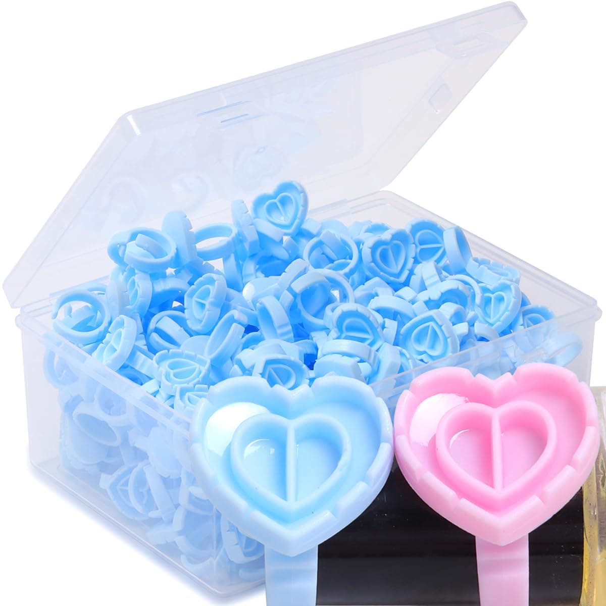 Ocim 200Pcs Lash Glue Rings,Disposable Eyelashes Glue Cups for Eyelash Extensions,Blue