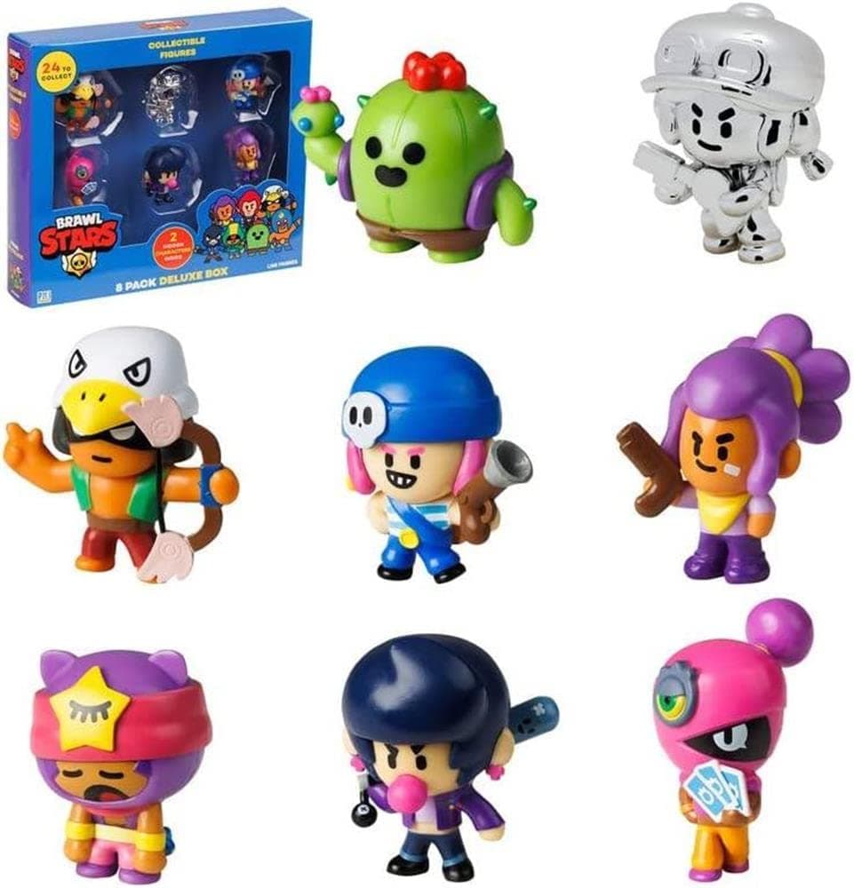 P.M.I. Brawl Stars Collectible Figures, 8 Brawl Stars Toys Out of 24 Collectibles in 1 Pack, 1 Rare Mystery Figure, Officially Licensed - Figurines, Party Supplies, Gift for Video Gamer, Display Toy