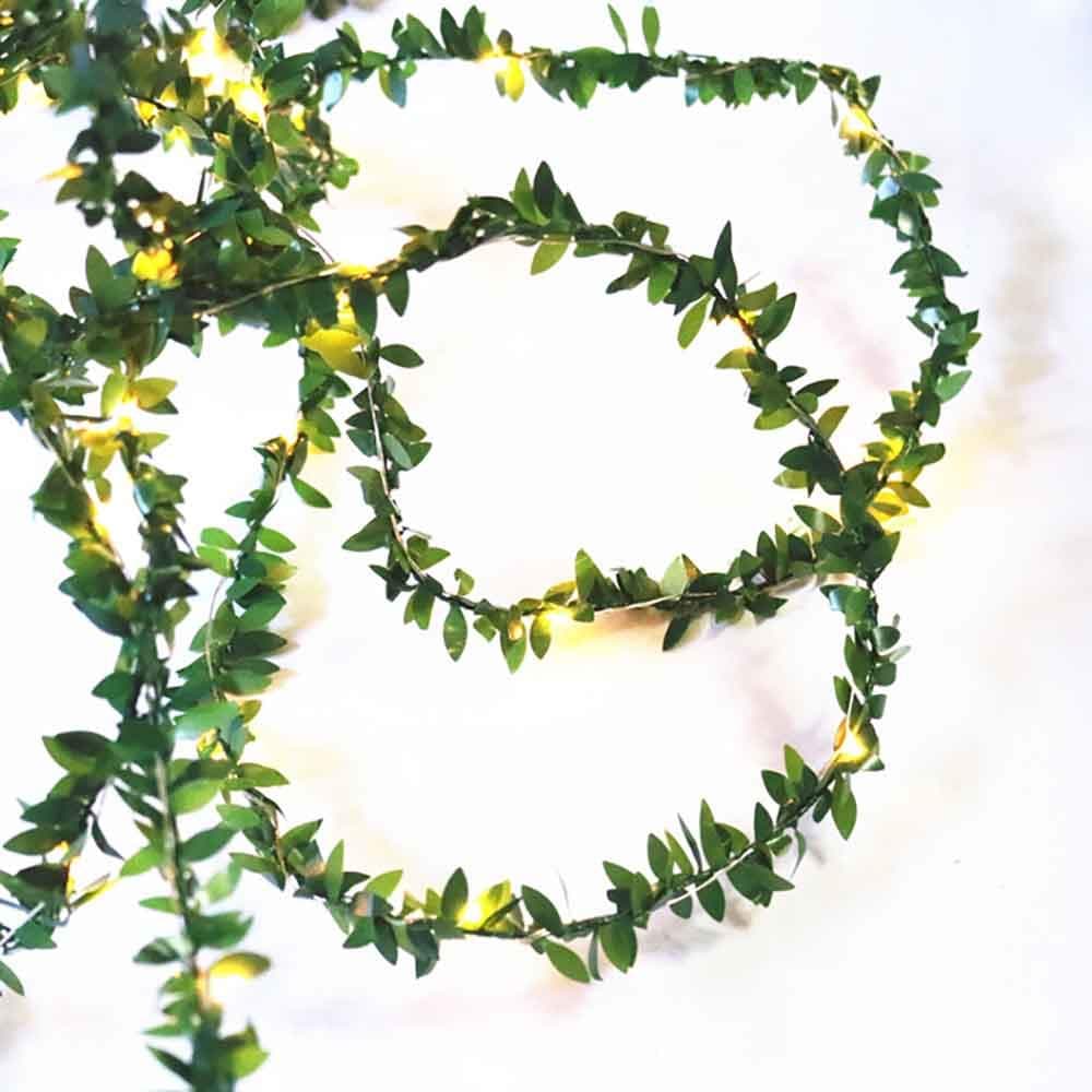Kitstar 100LEDs Green Garland Tiny Leaf Vine String Light Timer Function Wedding Party Christmas Holiday New Year Patio Decoration 33ft, Battery Operated, Indoor