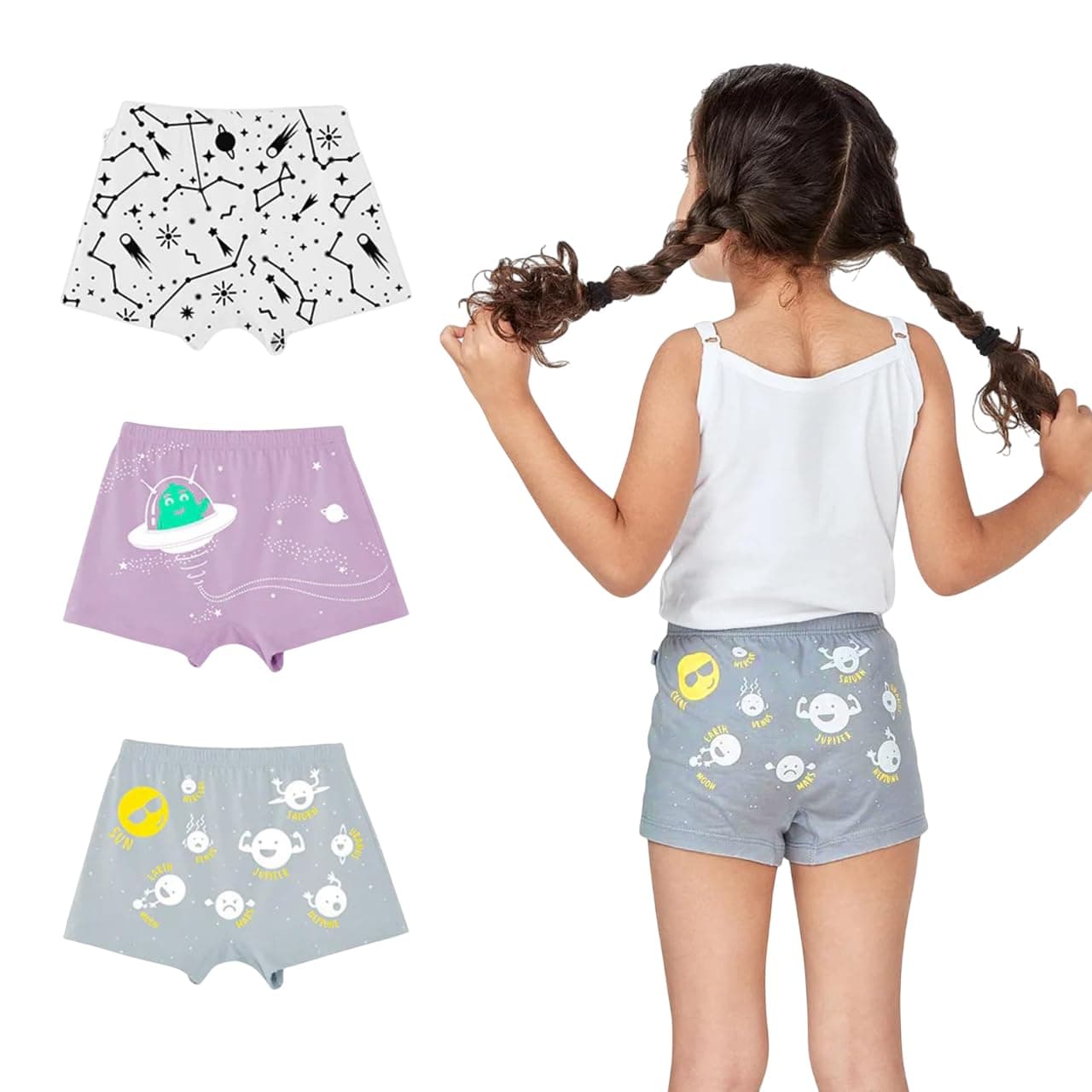 YouGotPlanB Cotton Boxers for Girls | Ages 2-16 Years | Relaxed Fit | Gentle Elastic Waistbands | Breathable & Tagless