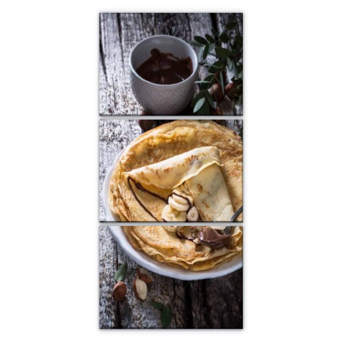XEPPO1 3 Piece Wall Art Print On Canvas crêpes à la Banane et Chocolat Pour la chandeleur ou le goûter des Modern Abstract Picture Poster for Home Decor Stretched and Framed Ready to Hang 12"x30"x3