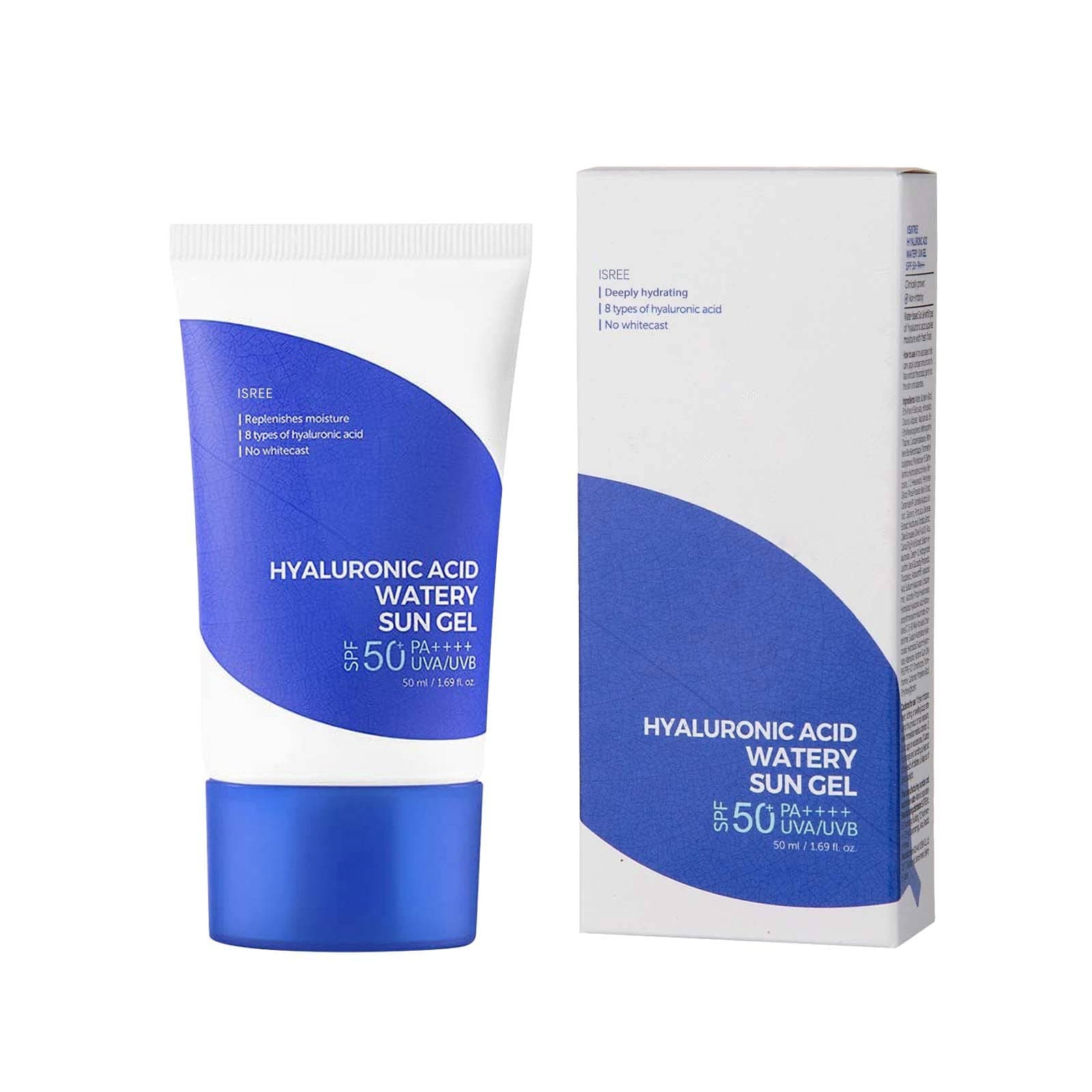 Hyaluronic Acid Watery Sun Gel Suncream SPF50 Hyaluronic Acid Aqua Gel Cream, Replenishes Moisture, 50ml 1.69fl.oz (1PC)