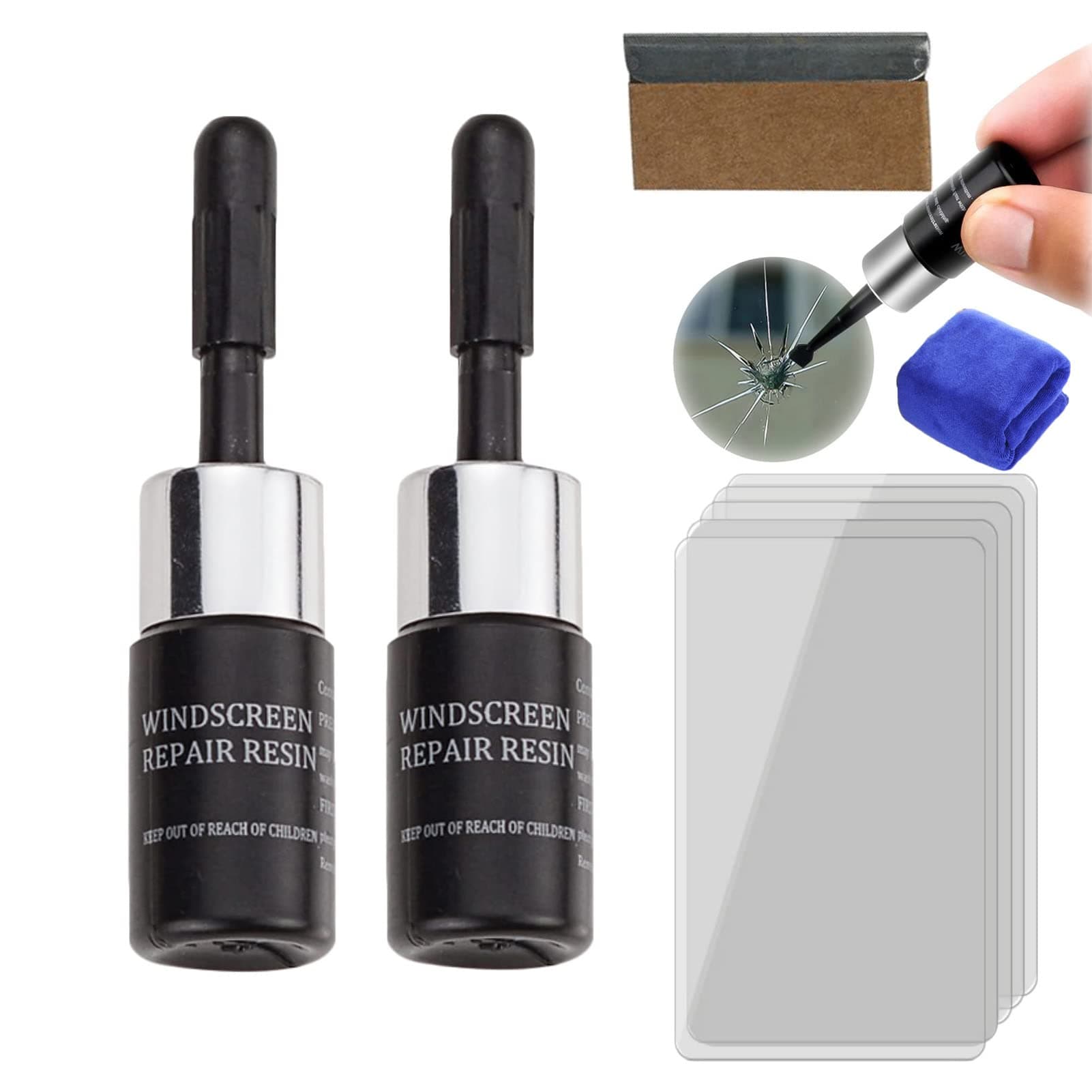 Galande Car Windshield Crack Repair Kit, Sazo Glass Repair Kit, Automotive Glass Nano Repair Fluid, Car Window Glass Liquid Repair Set, Car Windshield Crack Filler Liquid Leaves No Trace (2pcs)