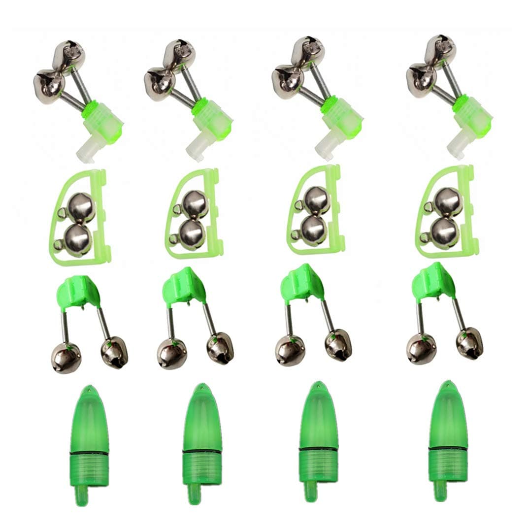 Aebor16pcs Plastic Fishing Bells Clips Fishing Rod Alarm with Dual Alert Bells,Rod for Night Fishing Light Installable