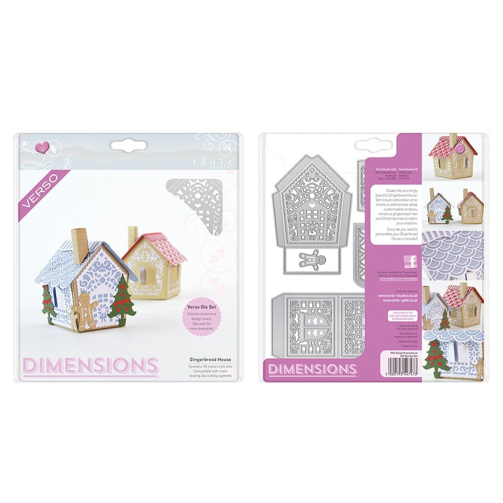 Tonic Studios Gingerbread House Gift Box Die, Metal, Grey, 23.5 x 21.5 x 0.3 cm