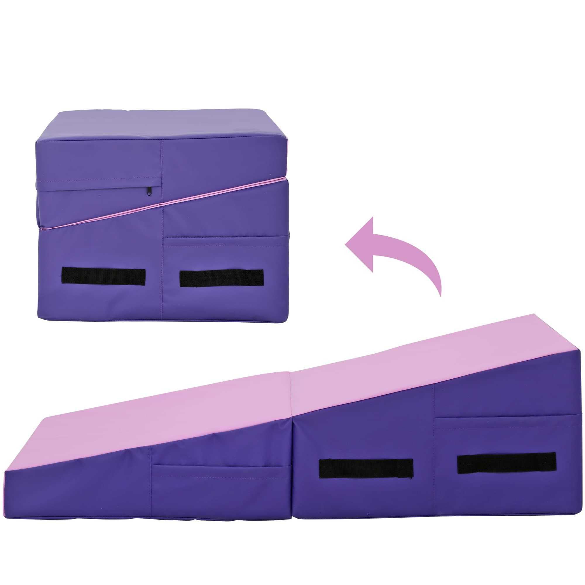 Gymnastics Mat Incline Mat Tumbling Mat Folding Gymnastic Tumbling Mat Indoor/Outdoor Exercise Mat Home Gym Yoga Mat with Handle