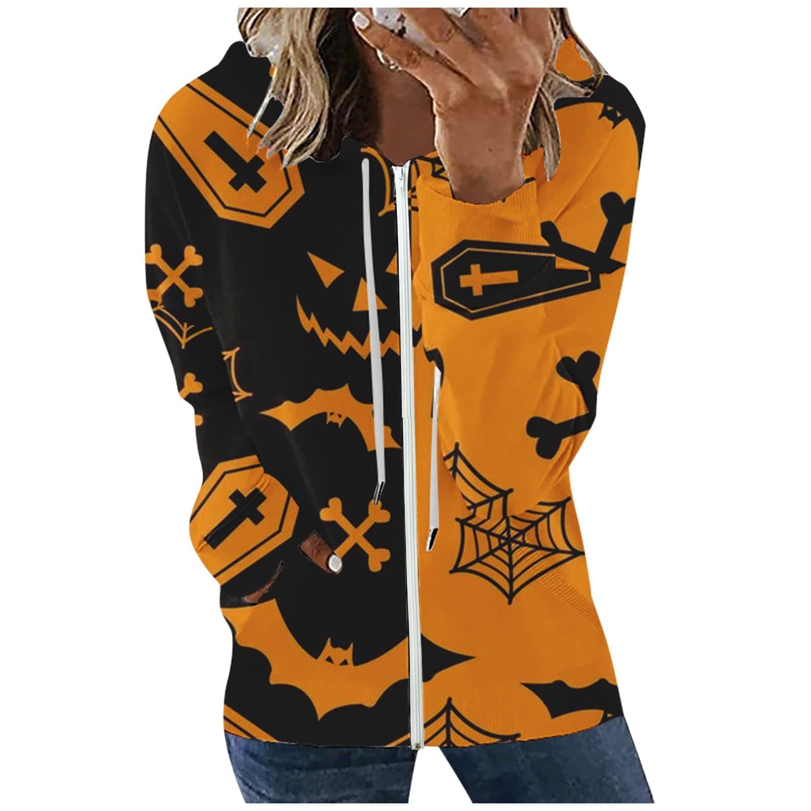 FEZDA Jewelry for Women, Tops Compatible with Teen Girls Blouses Compatible with Women Plus Size Tees Trendy Hoodie 3D Printing Casual Fashion Sweater Street Sweater (Color : Coffee-1, Size : Medium)