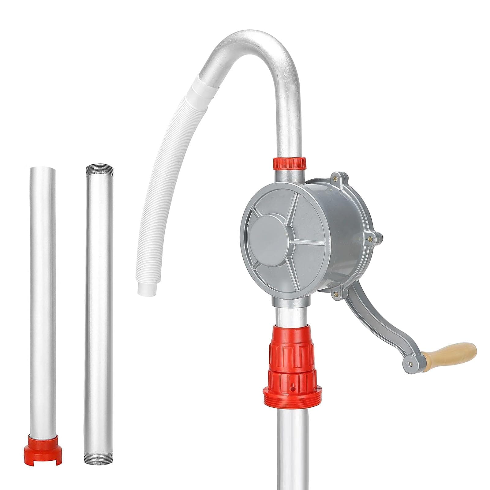 Oil Barrel Pump 120cm 200 Liter Hand Crank Oil Barrel Pump Manual Rotary Fuel Transfer for Diesel Aluminum Alloy Rotary Oil Barrel Drum Pump for Petrol Diesel Fuel Garage