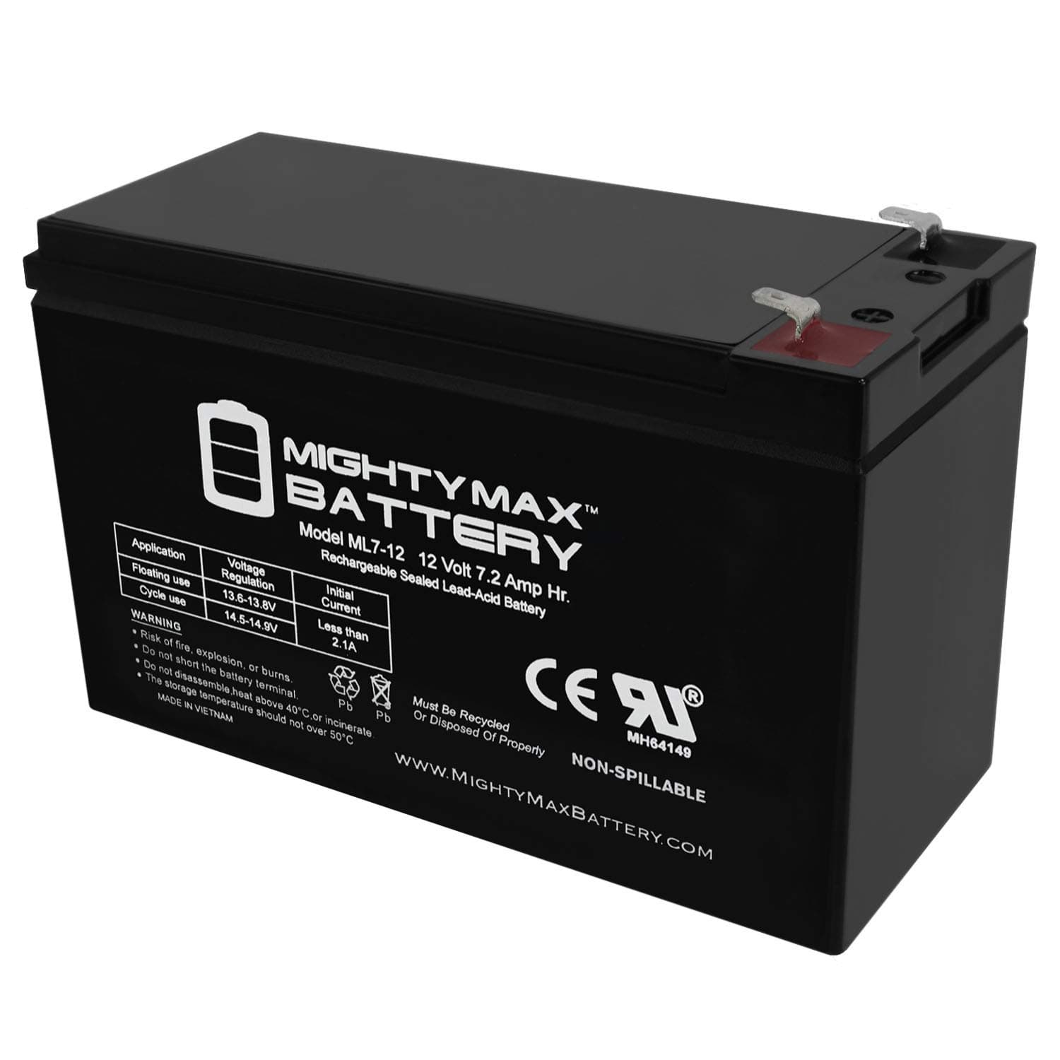 Mighty Max Battery 12V 7Ah SLA Battery Replacement for Tenergy 40801
