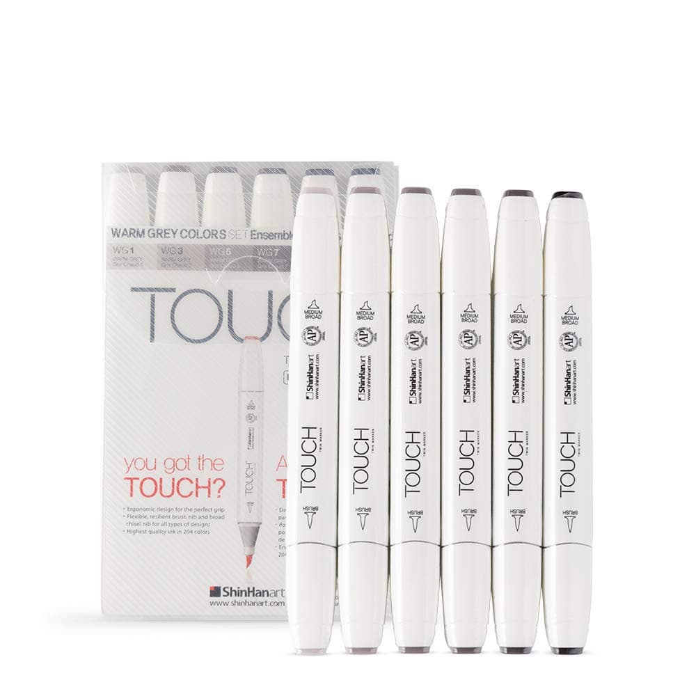 Touch Twin 6 Brush Marker Pen Set : Warm Grey Tones A