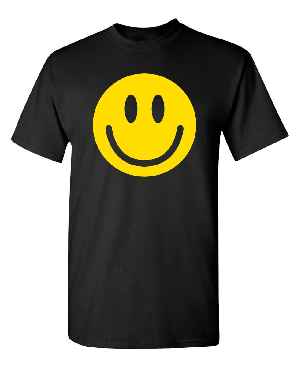 Feelin Good TeesSmile Face Emoticons Happy Face Mens Graphic Hippie 70s Funny T Shirt