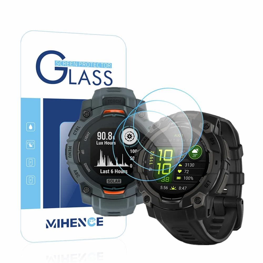 Garmin Instinct 3 45mm AMOLED/Solar Smartwatch Screen Protector 9H Tempered Glass Protective Film (3 Pack)