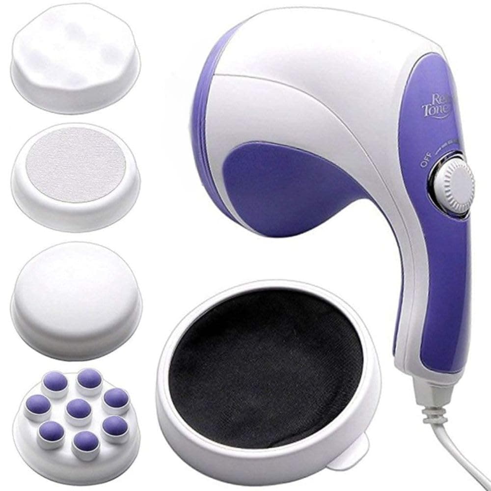 Relax Spin Tone Body Full Body Massager Electric Machine with 3 Massage Heads for Pain Relief and Relaxation, For Back, Leg & Foot,Blue