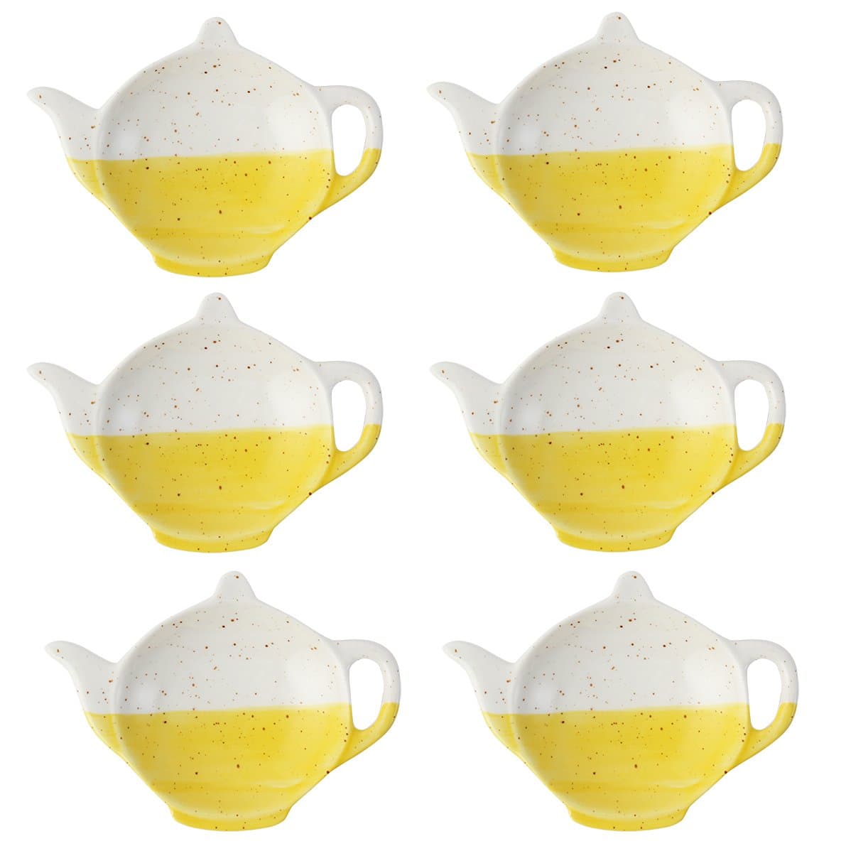 SOCOSY Vintage Ceramic Teapot-Shaped Sauce Dish Seasoning Dishes Tea Bag Holder Coasters Appetizer Plates Serving Dish for Kitchen(Set of 6)