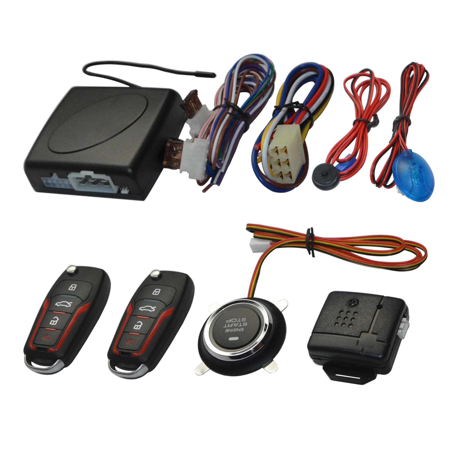 Car Alarm System with Remote Start and Smart Push Start Button, Car Keyless Entry System