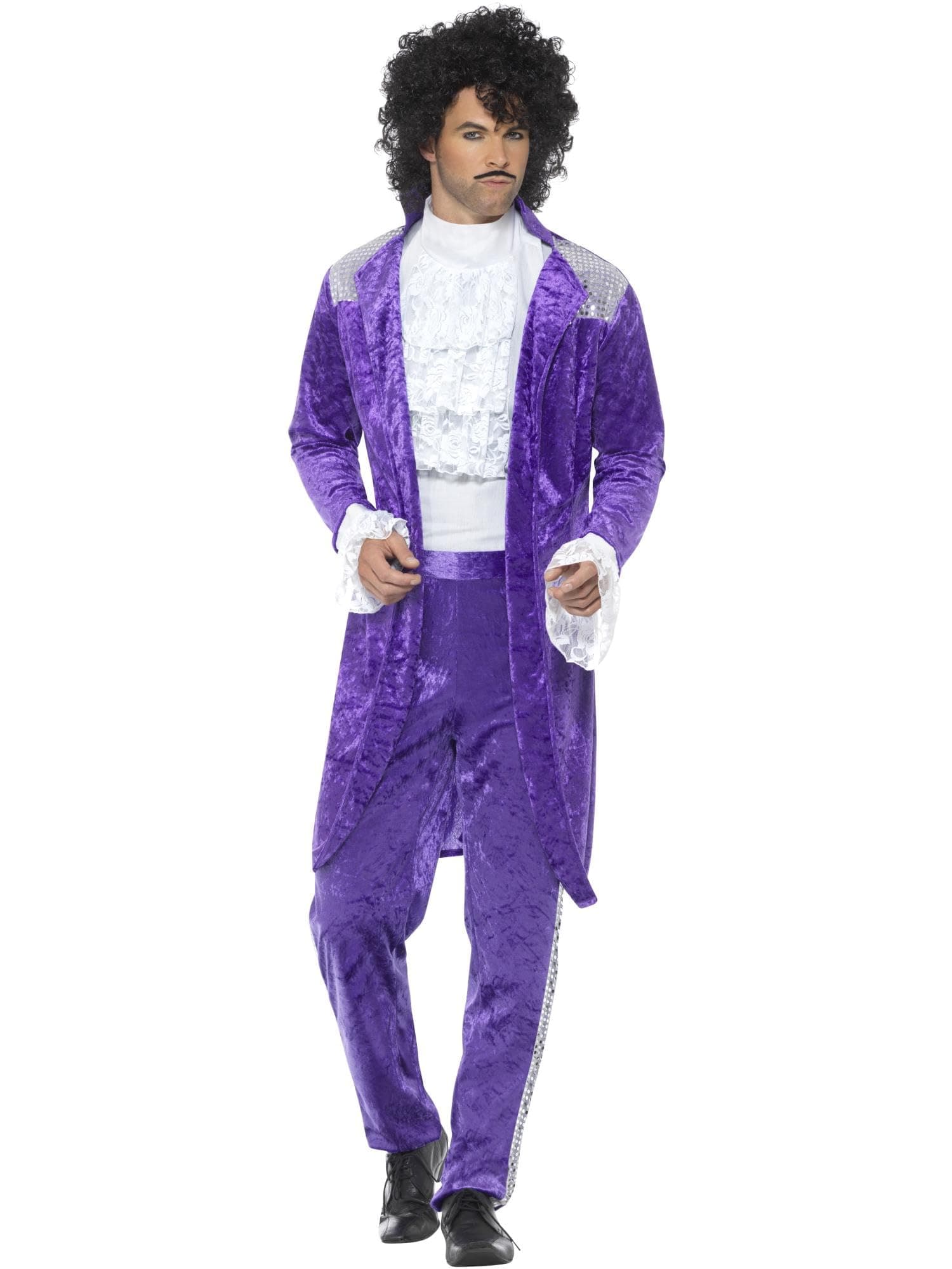 Smiffys 80s Purple Musician Costume, Purple with Jacket, Mock Shirt & Trousers, 1980's Fancy Dress, 1980s Dress Up Costumes