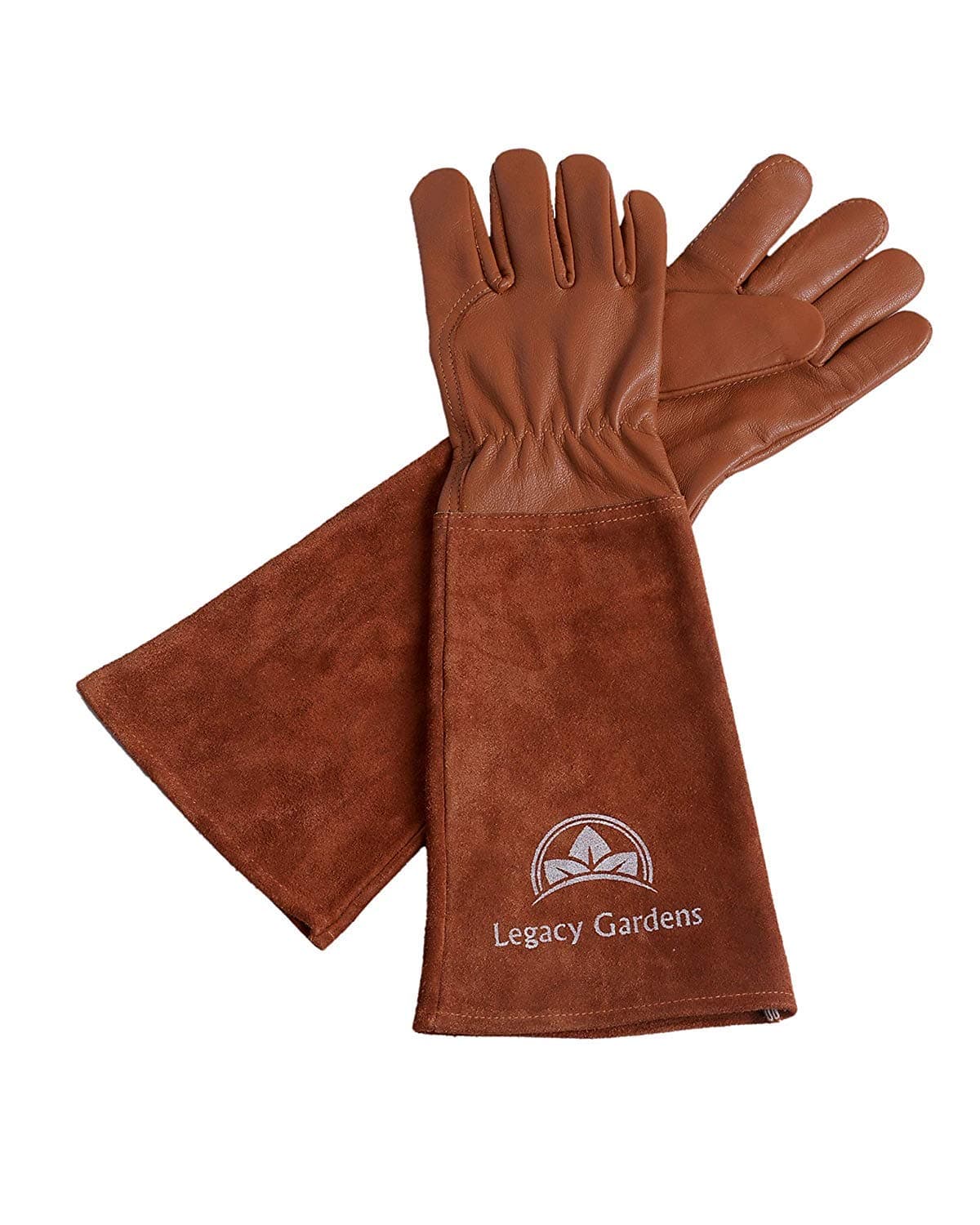 - Leather Gardening Gloves for Women & Men, Long Garden Gloves, Cowhide Gauntlet Rose Pruning Thorn Resistant, Forearm Protection, Medium, Brown