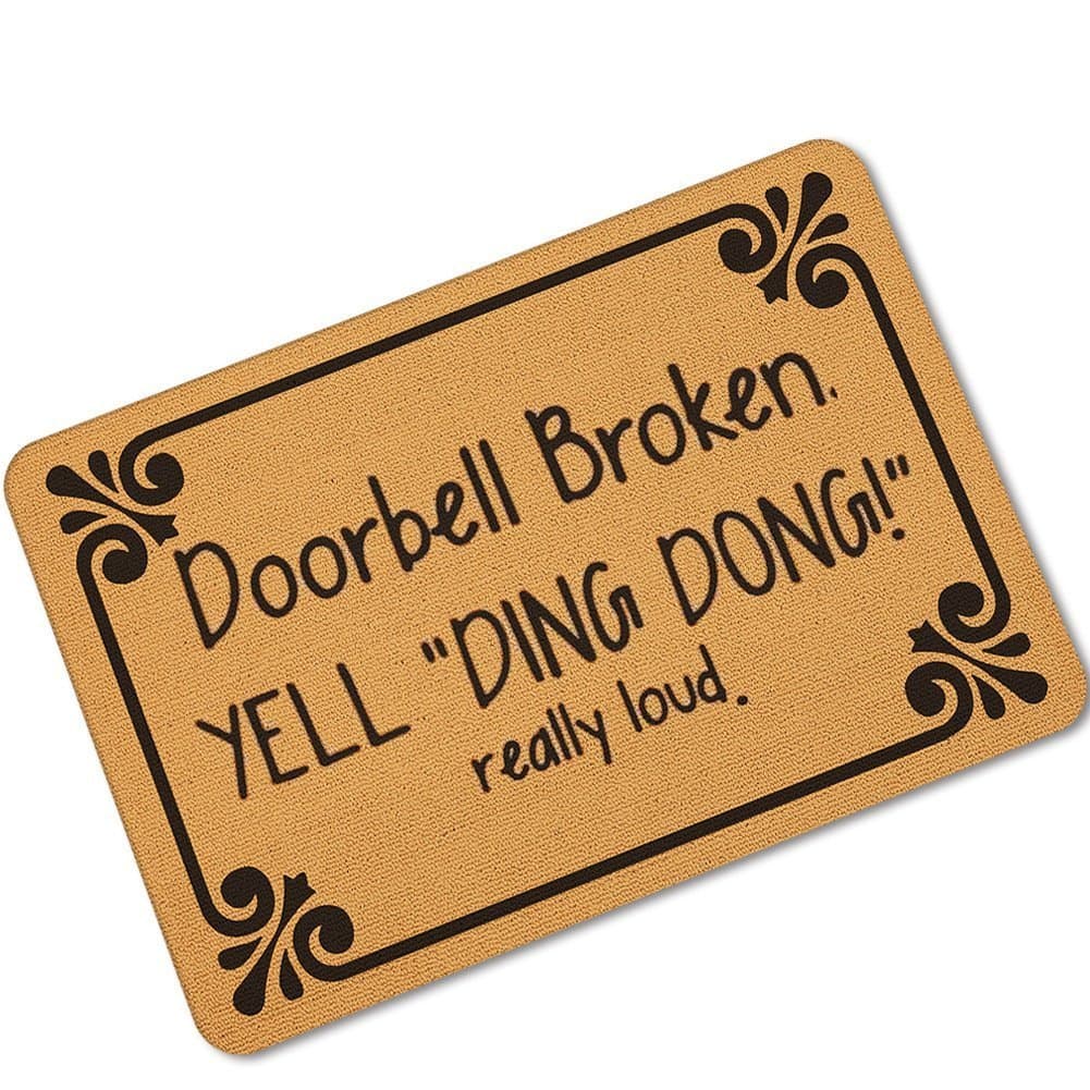 Accssoey Funny Welcome Doormat, Outdoor Bedroom Entrance Mat, Kitchen Absorbent Anti-Slip Pad, Doorbell Broken Mat 23.6"×15.7" Inch