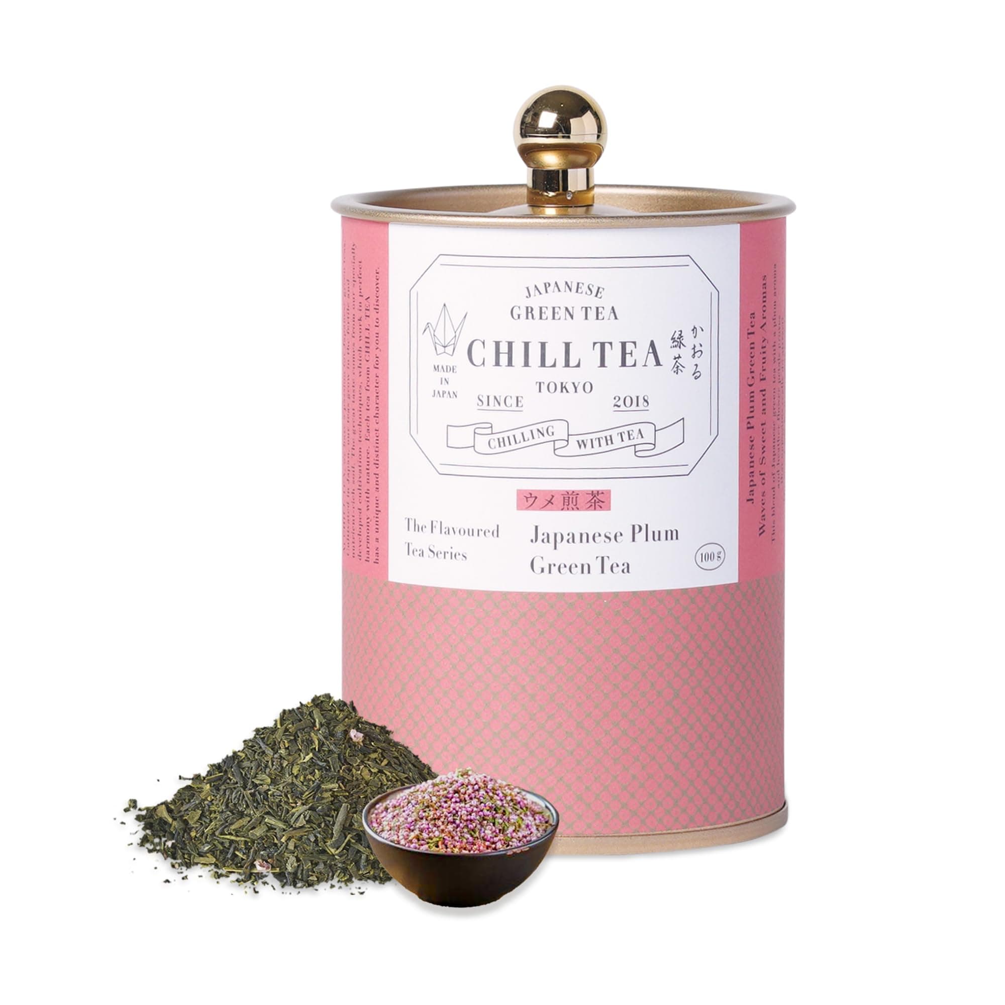 Japanese Plum Green Tea by CHILL TEA Tokyo (100g Loose Leaf)- Loose Leaf Tea, Japanese Sencha Green Tea, Flavoured Tea- Rich Fruity Flavour, Japanese fruit tea, Taste of Japan