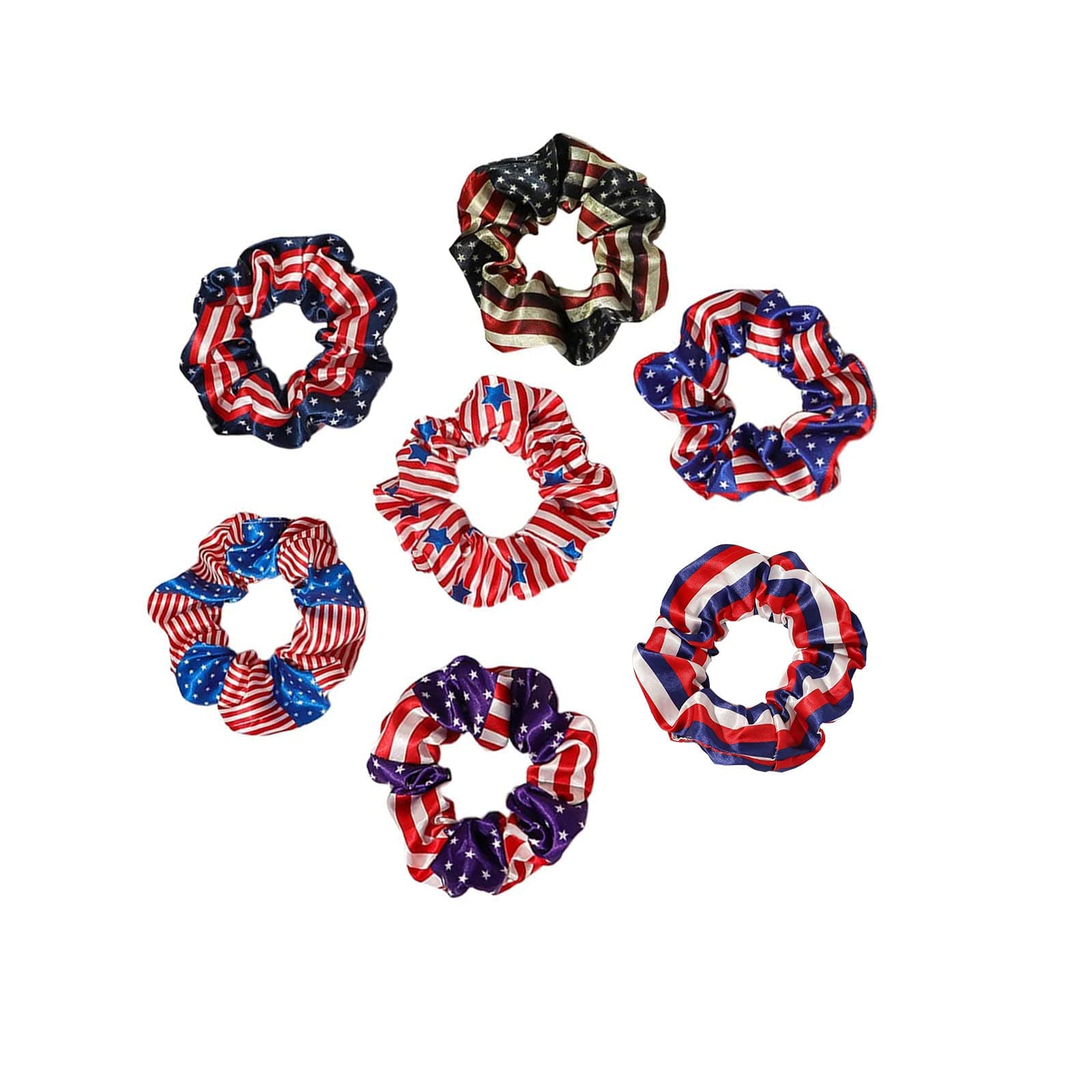 BinaryABC Patriotic 4th of July American Flag Hair Bands Hair Ties Ropes, Independence Day Fourth of July Decorations,7Pcs