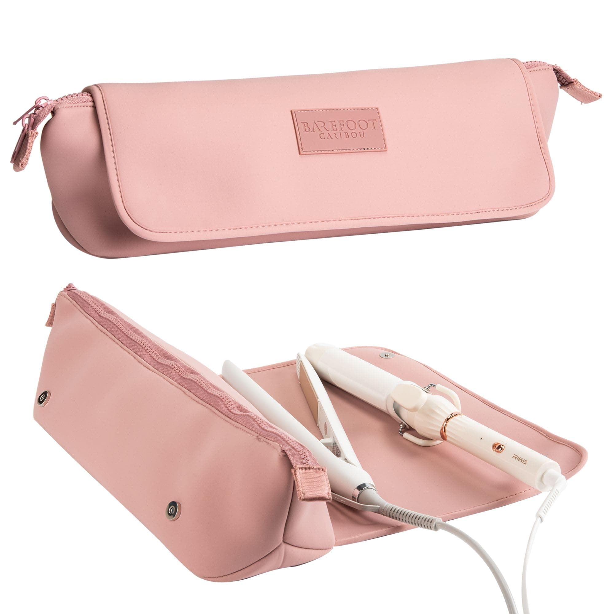 BAREFOOT CARIBOU Hair Tools Travel Bag and Heat Resistant Mat for Flat Irons, Straighteners, Curling Iron, and Haircare Accessories, 2-in-1 design, with Interior Pockets, Portable Organizer