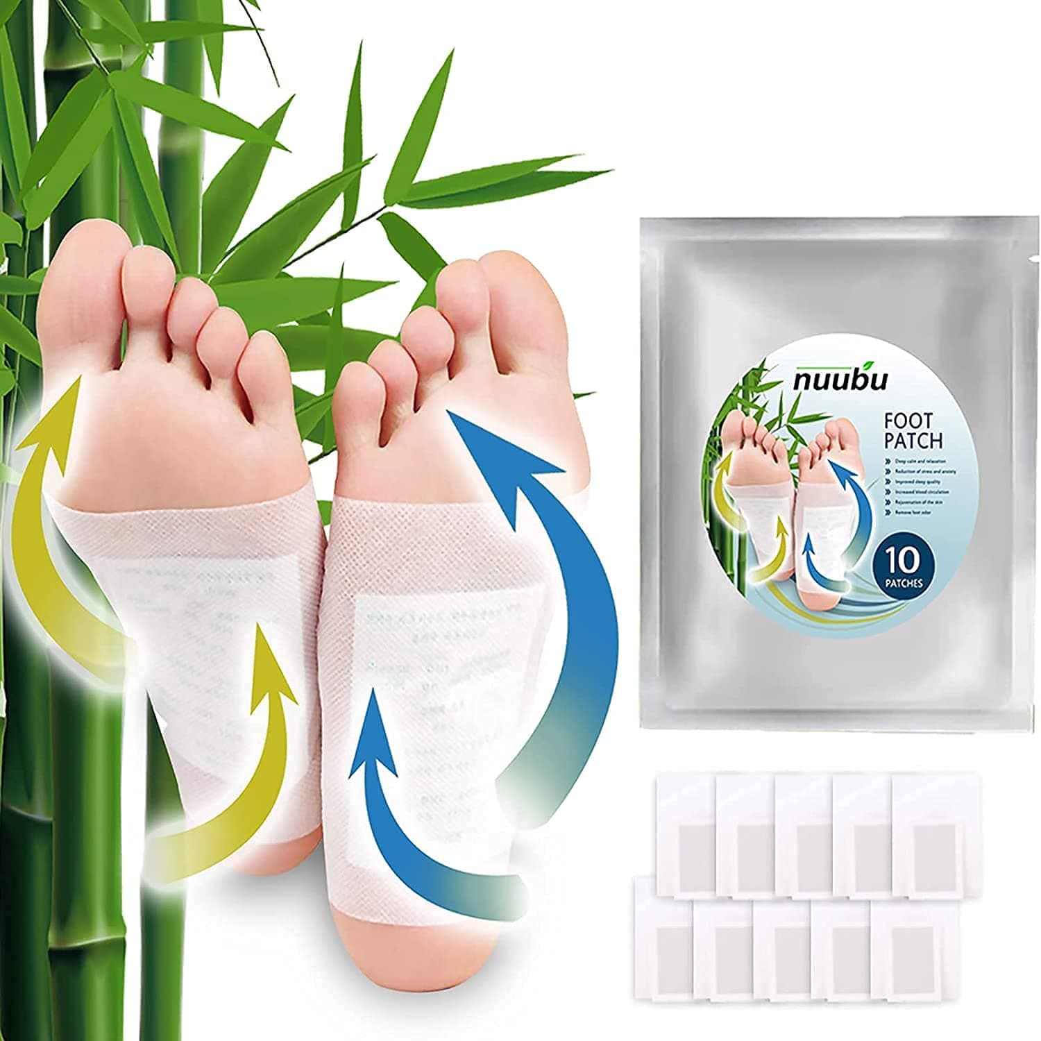 Nuubu Foot Patch, Takesumi Herbal Foot Patch Body Cleansing Pads Sleeping & Anti-Stress Relief (10Pcs)