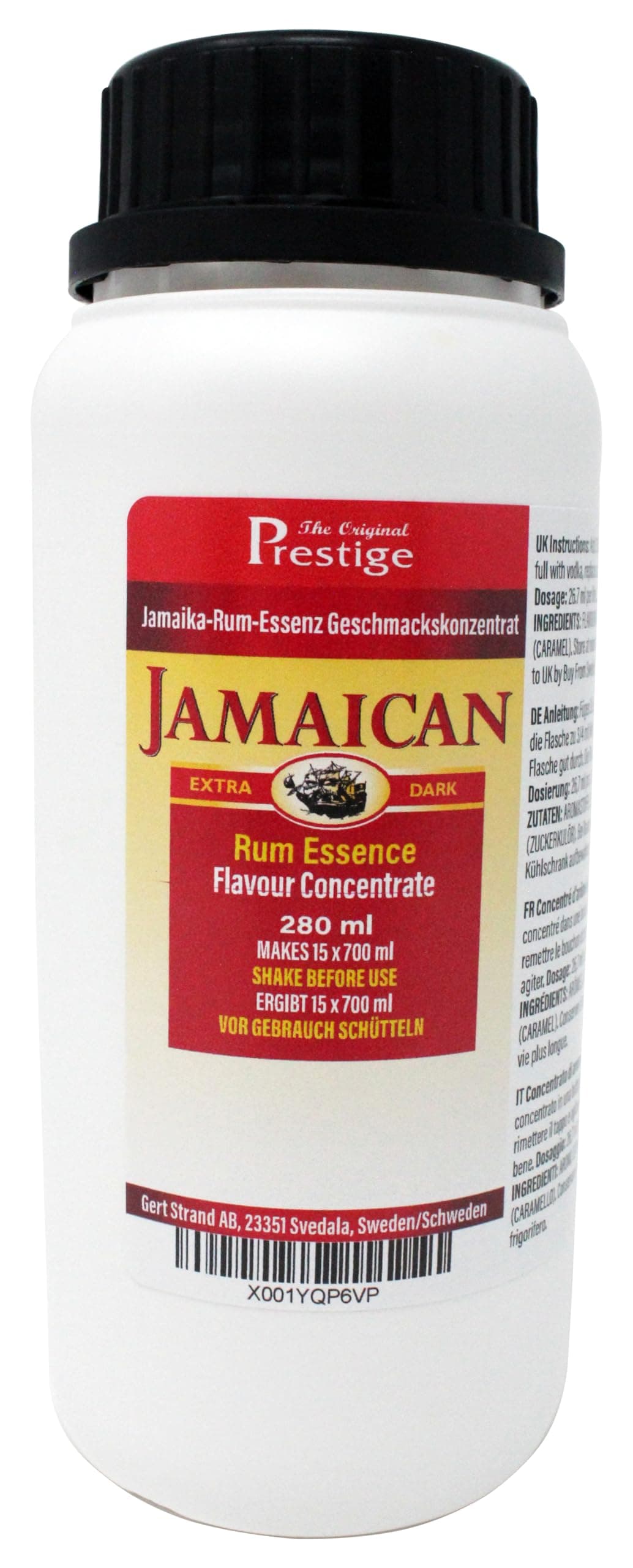 The Original Prestige - Extra Dark Jamaica Flavouring Essence Concentrate 280 ml – Add 20 ml into 750 ml – For Drinks and Beverages Mixers, HomeBrewing and More