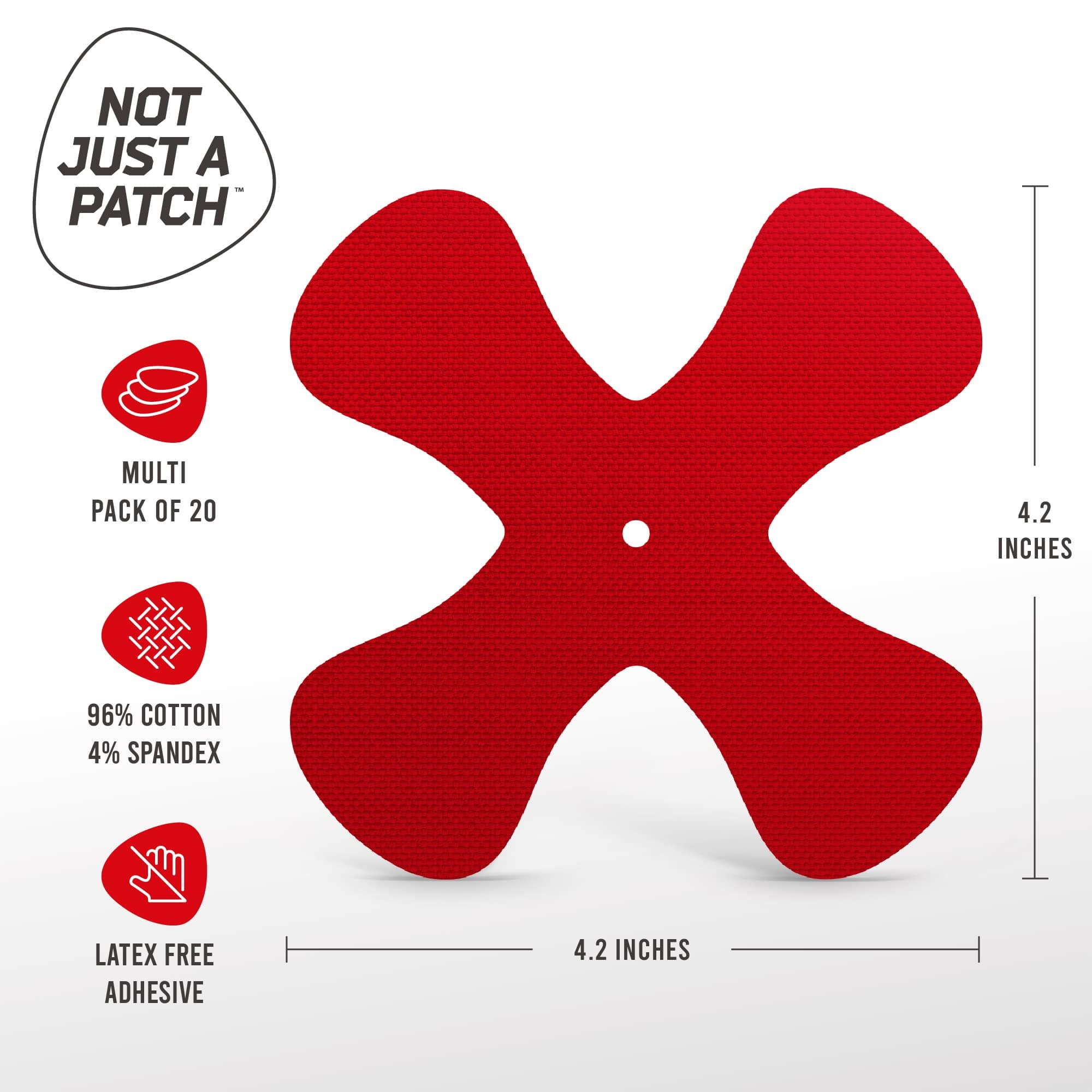 Not Just A Patch X-Patch CGM Sensor Patches (20 Pack) - Water Resistant Omnipod 5 Adhesive Patches - Durable for Active Lifestyle for 10-14 Days - Compatible with Dexcom G6, Libre 2 in Red
