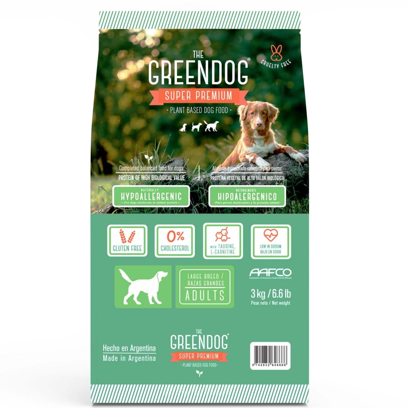 The Green Dog Adult Dog Food 3 kgs 100% Vegan | Veg Adult Dry Dog Food | Naturally Hypoallergenic | Gluten Free | Vegetarian | Healthy Heart| USFDA Approved Food Grade