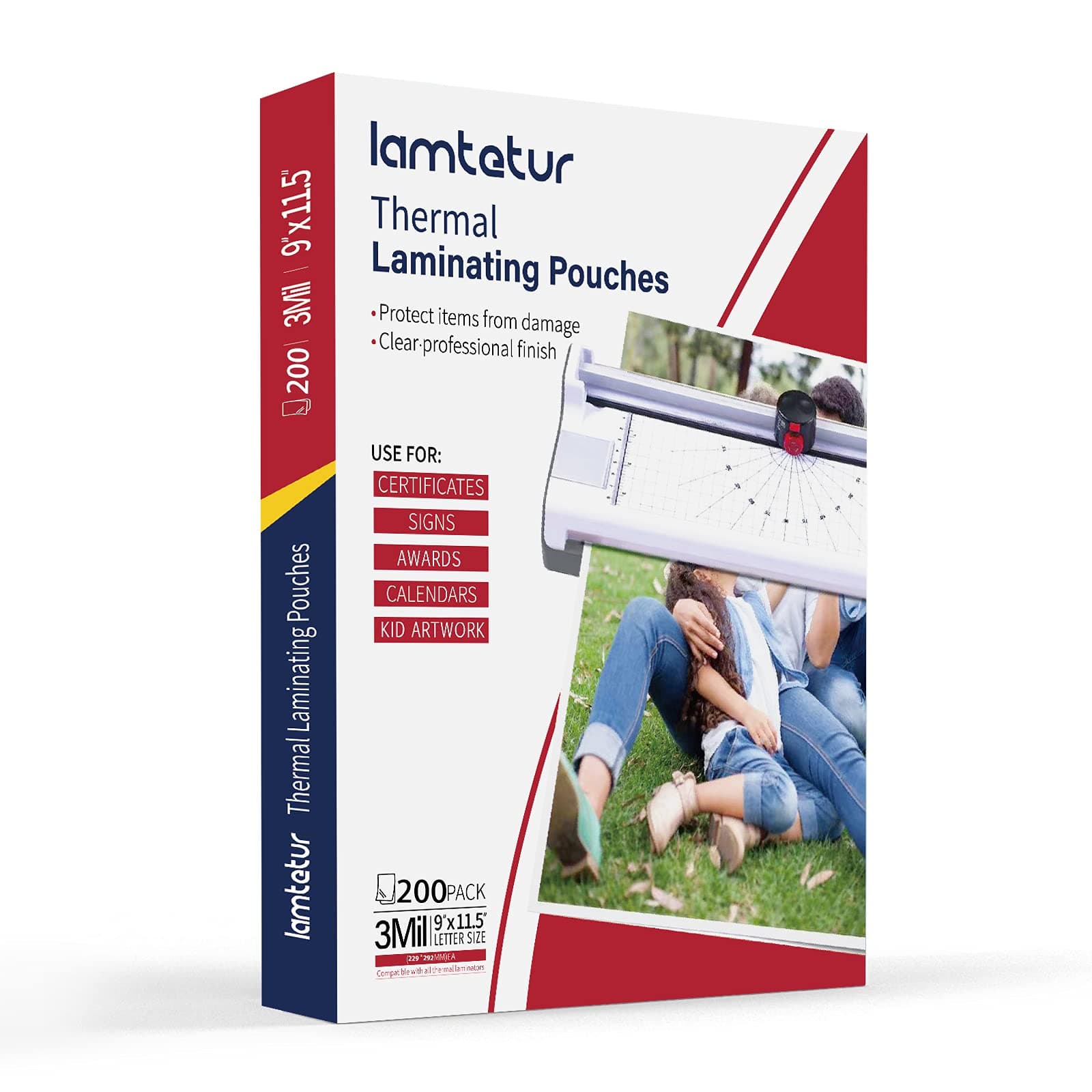 lamteturThermal Laminating Pouches,200-Pack,3-Mil,9" x 11.5" Inches,Letter Size Laminating Sheets.