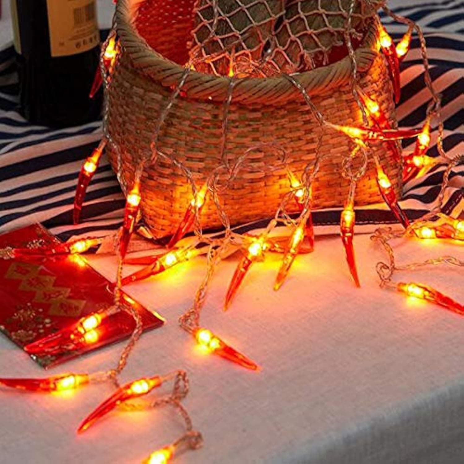 2pack red Chili Pepper String Lights,40 LED Pepper String lamp Indoor Kitchen Decor Outdoor Mexican Decorations Lighted, Battery Powered Fairy,Suitable for Wedding, Chinese New Year,Party Decoration