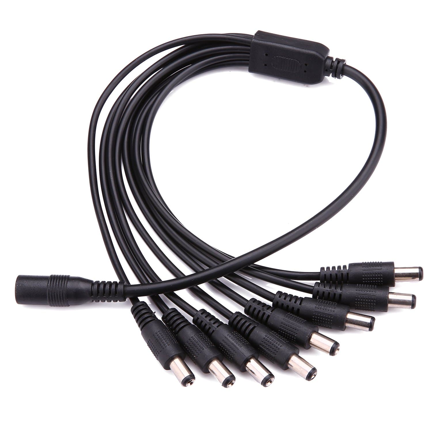 Power Splitter Cable 1 Female to 8 Male Power Supply Wire Cord Y Adppter for CCTV Security Cameras and LED Strip Lights (1 to 8 Splitter Cable)