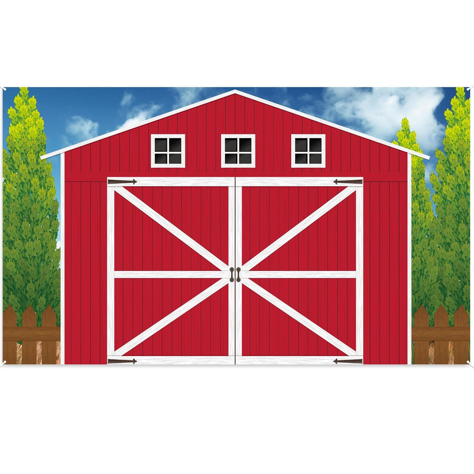 Chiazllta Barn Door Backdrop Farm Theme Birthday Party Decorations Farm Animals Trunk or Treat Halloween Party Background Accessory for Farm Birthday Baby Shower Party Banner Decoration Supplies