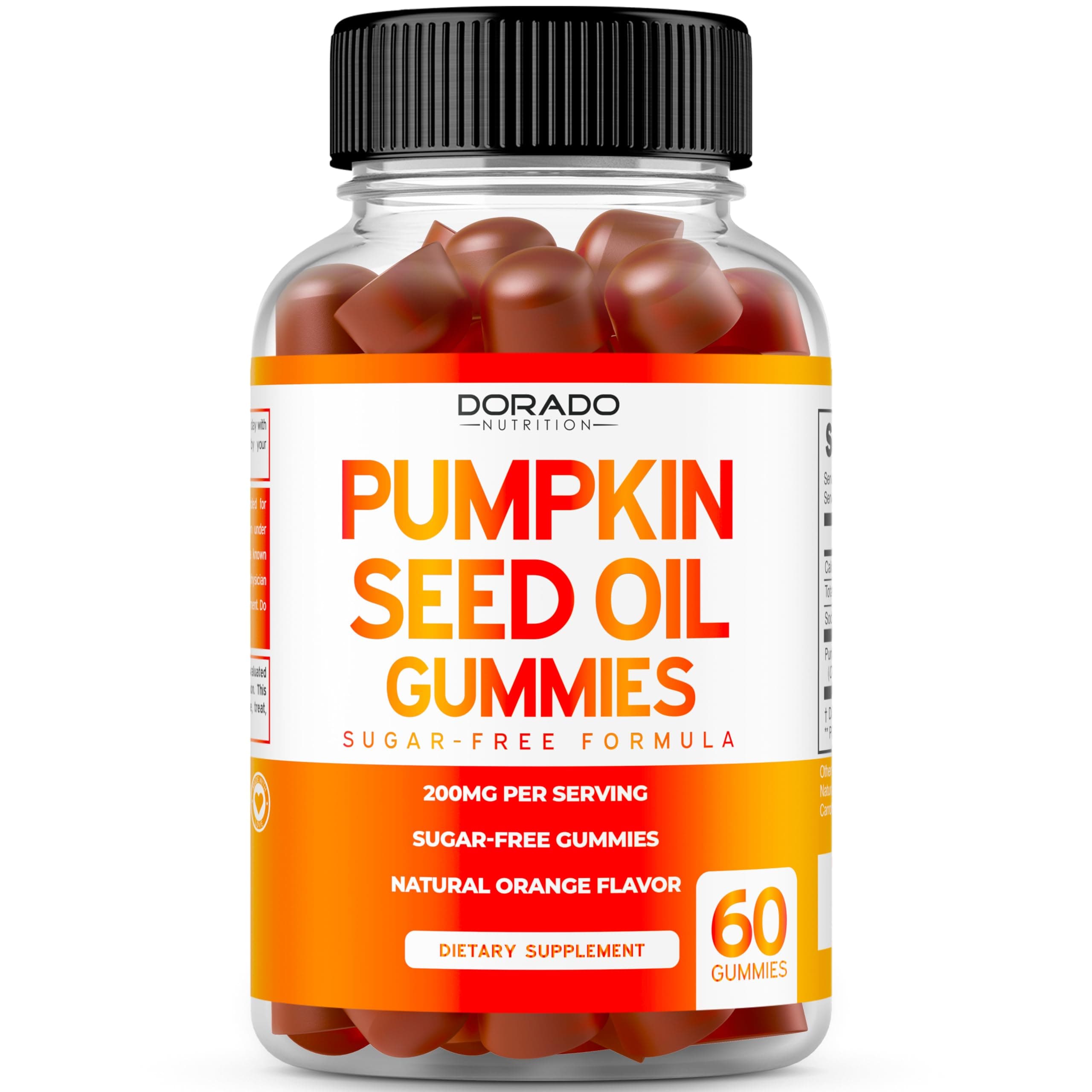 Pumpkin Seed Oil Gummies 4000mg Sugar Free Gummy Supplement with Pumpkin Seed Extract for Adults - Delicious Orange Flavor , Non GMO - Gluten Free , Vegan Supplement & USA Made (60 Capsules)