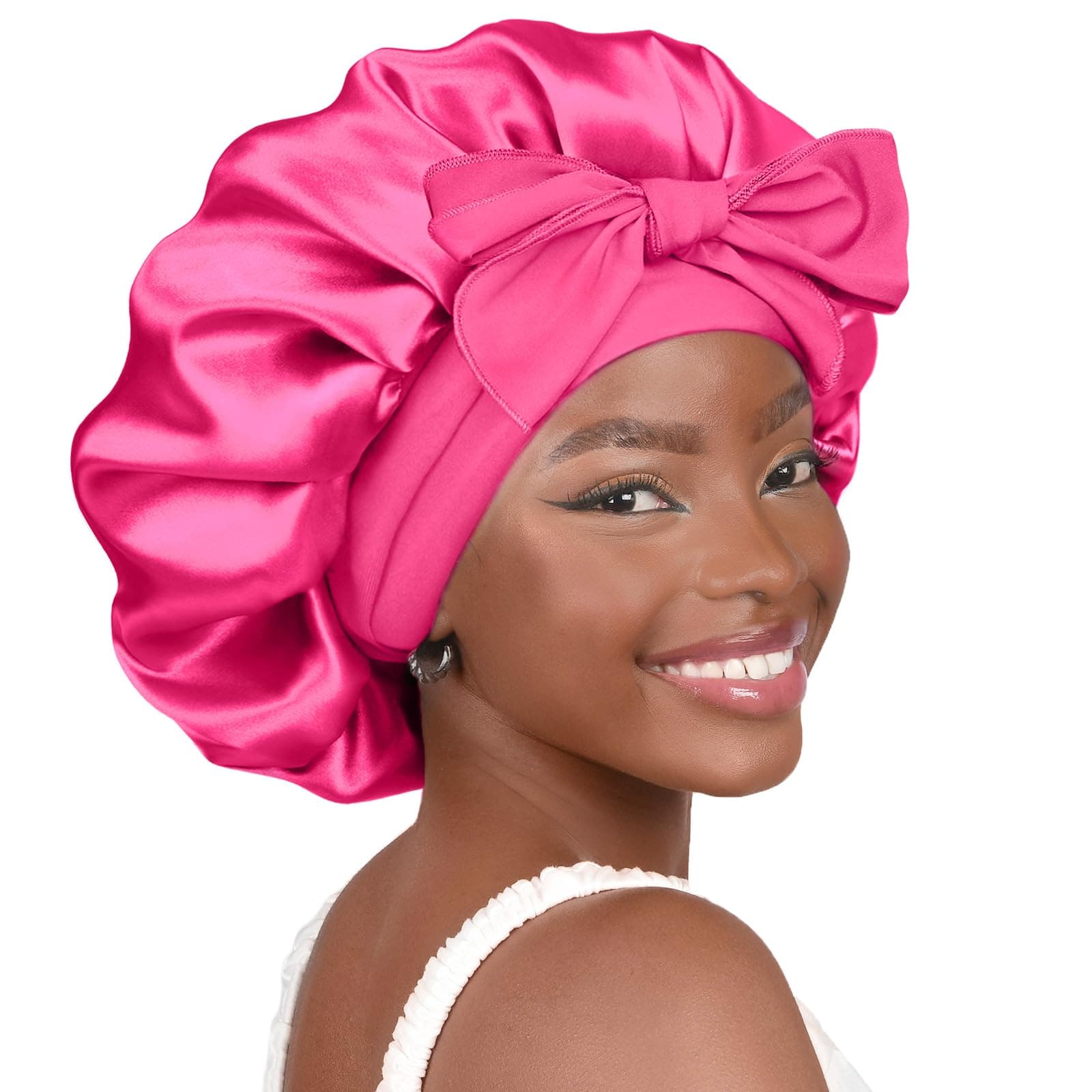 YANIBEST Adjustable Satin Bonnet for Sleeping Women Double Layer Hair Wrap Reduce Friction Prevent Frizz Natural Curly Hair