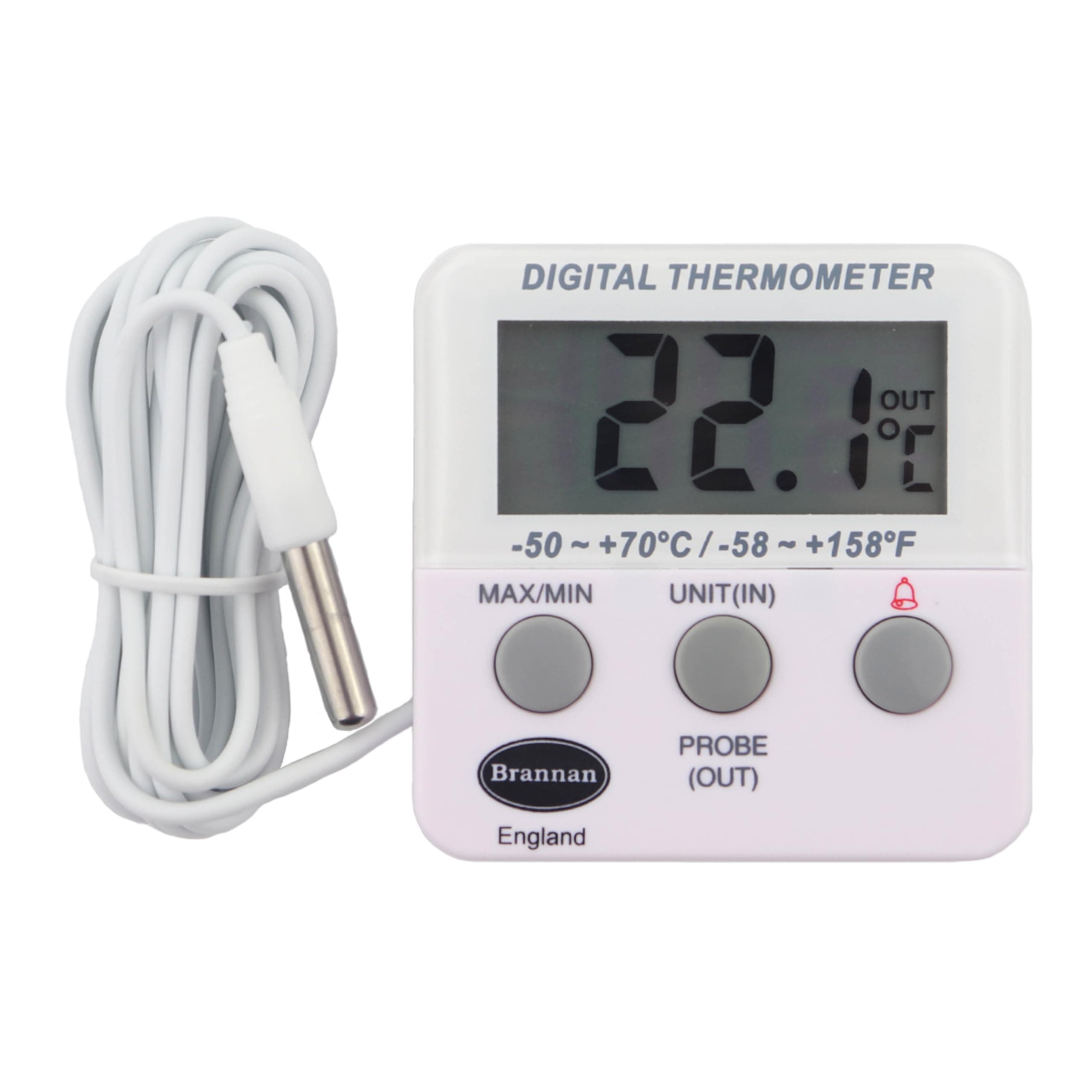 Brannan Digital Fridge Freezer Thermometer With Temperature Warning Alarm and Max Min - Fridge Temperature Thermometer To Monitor Chilled Food Storage