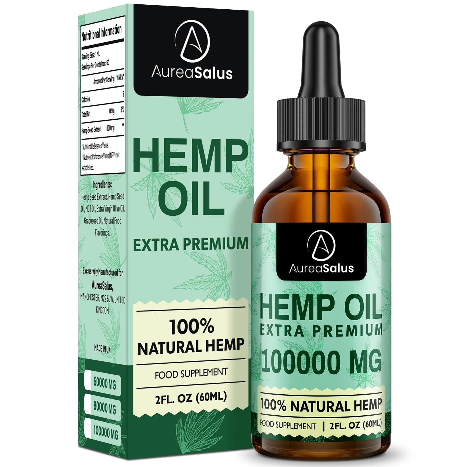 – Premium Natural Oil 100000mg, 100% Natural Ingredients, Enrich Omega 3-6-9, Improve Sleep, GMO-Free (60 ml (Pack of 1))