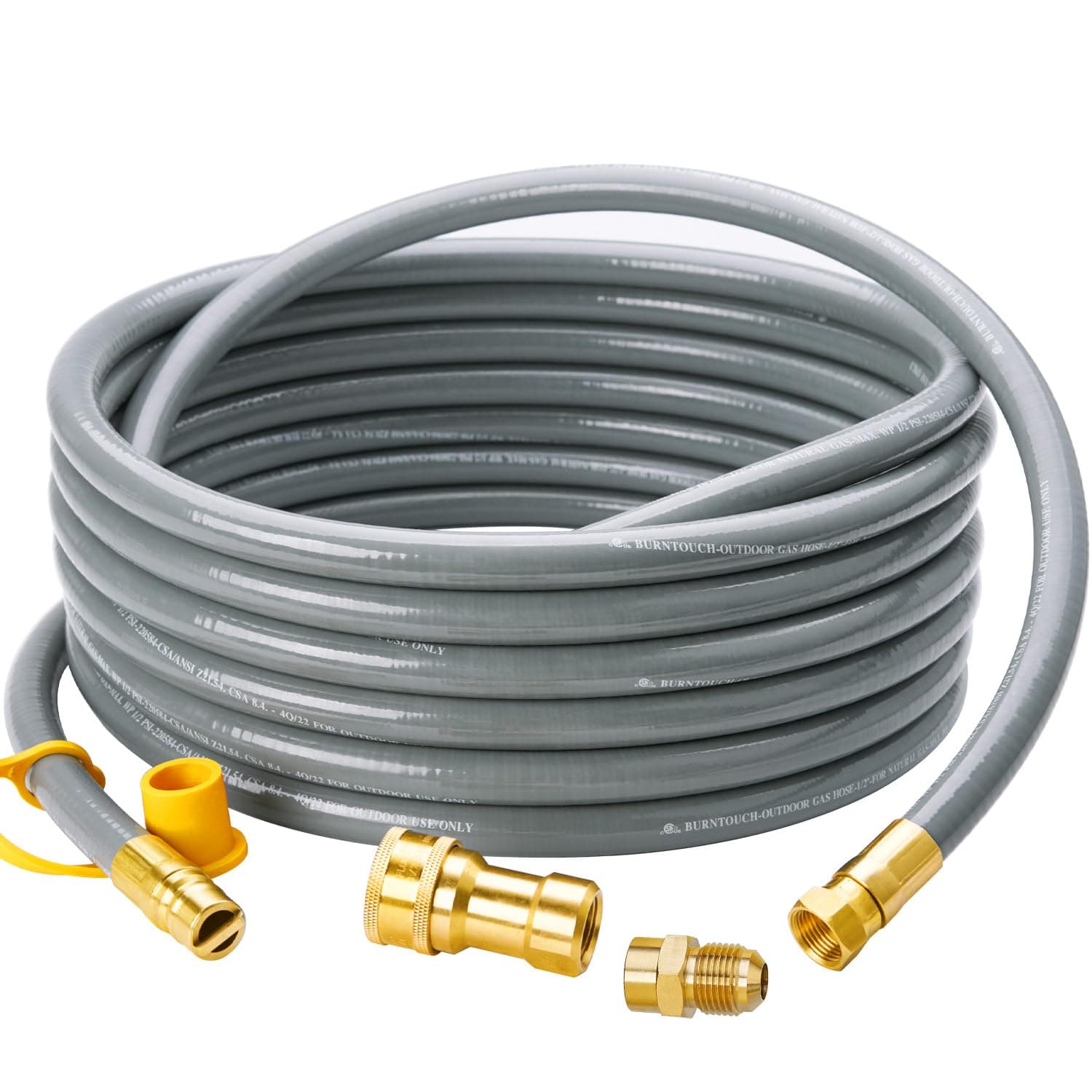 25 Feet 1/2 inch ID Natural Gas Grill Hose with Quick Connect Fittings, Natural Gas Line for Grill, Pizza Oven, Heater and More Low Pressure Appliance