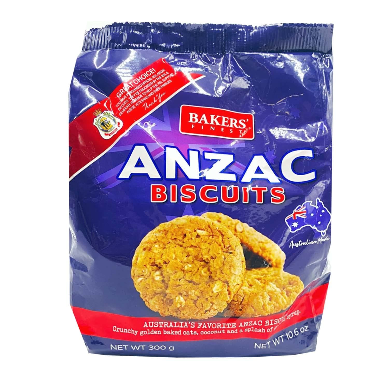 Bakers' Finest Anzac Cookies Authentic Biscuits Australian Made 300 gr 10.6 Oz (1 Pack), 1.0 Count