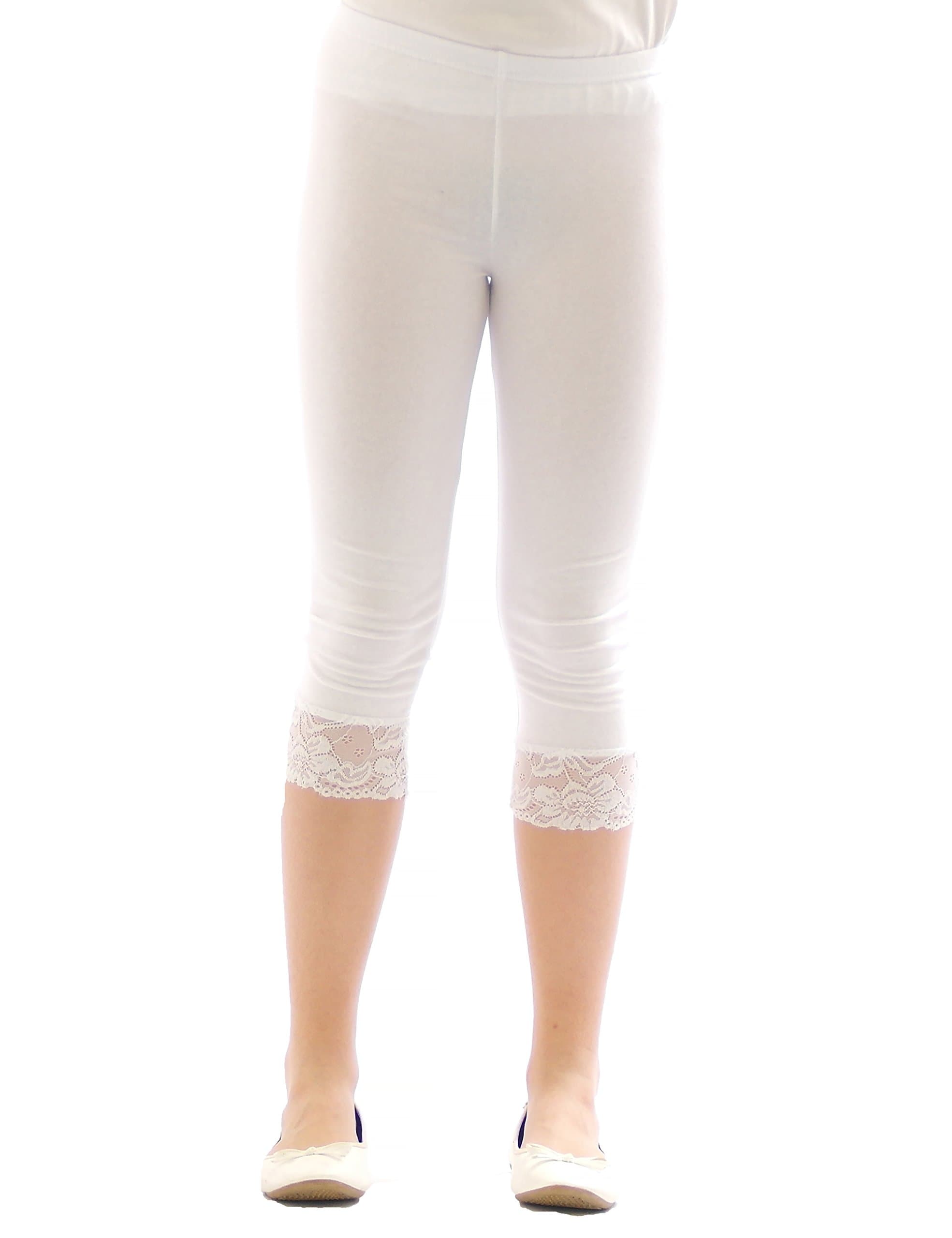 YESET Girl Kids Leggings Leggings Trousers Capri 3/4 Short with Lace Cotton