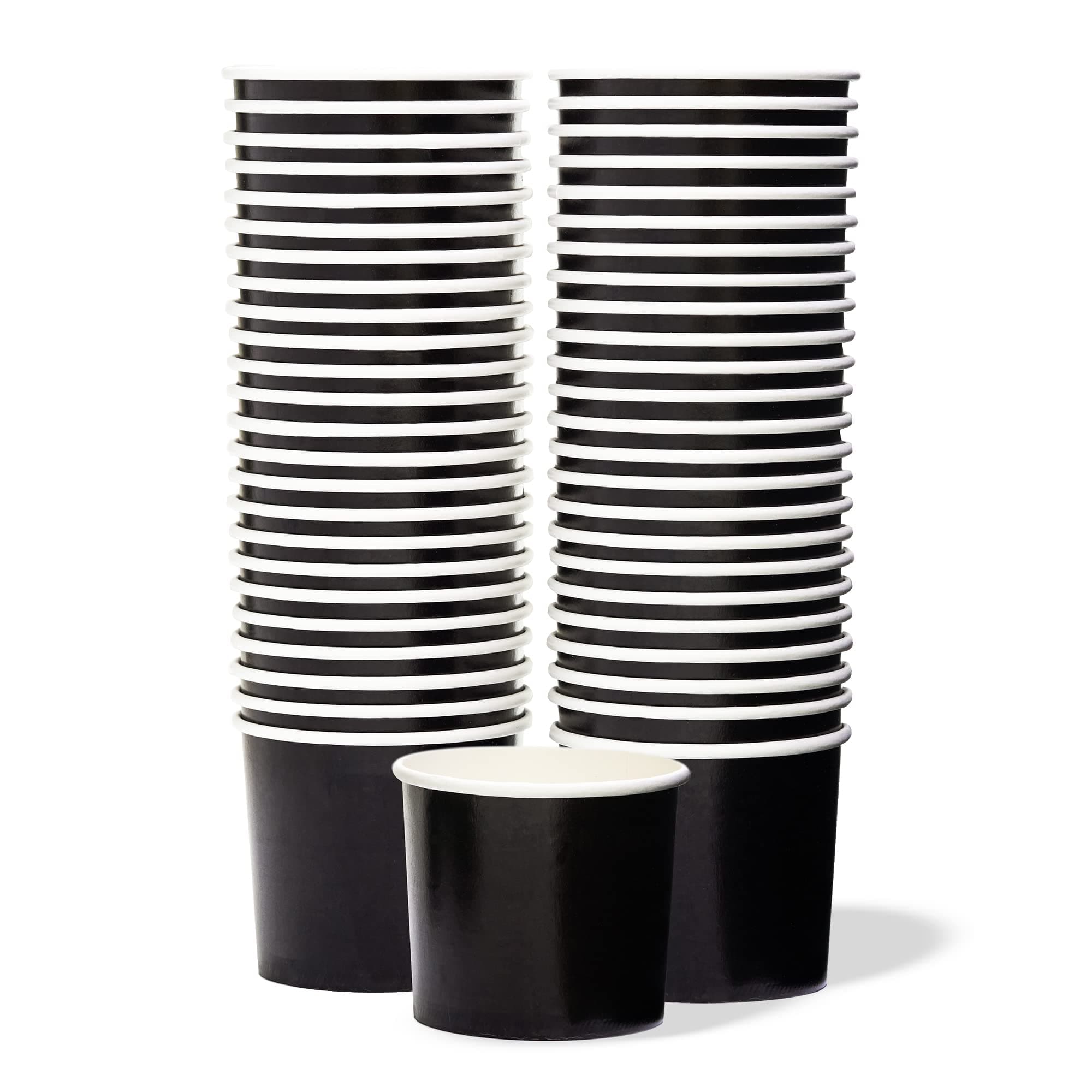 Paper Ice Cream Cups - 50-Count 325ml Disposable Dessert Bowls for Hot or Cold Food, 325-Milliliter Party Supplies Treat Cups for Sundae, Frozen Yoghurt, Soup, Black