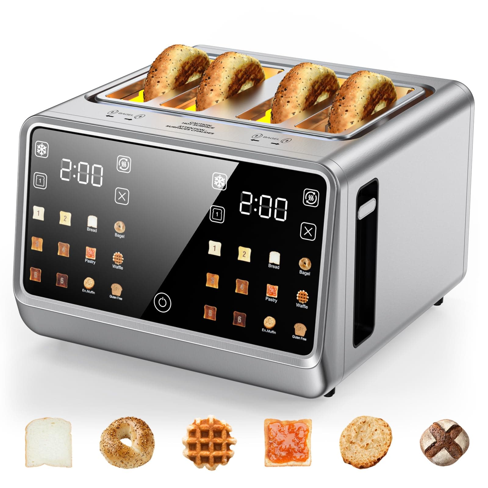 4-Slice Toaster with 1800W Fast Heating, Dual Independent Controls, LCD Display & Easy-Clean Crumb Tray