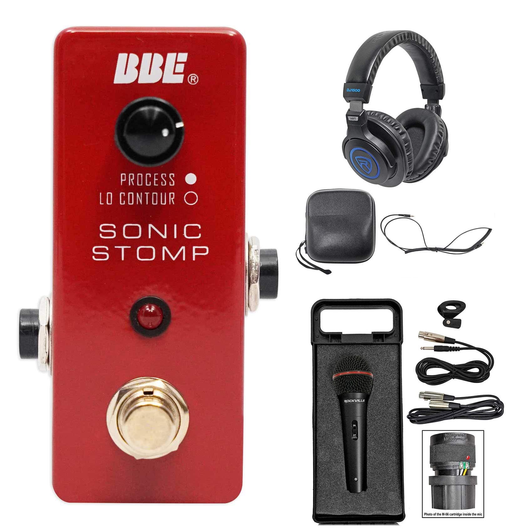 BBE MS-92 Mini Sonic Stomp Sonic Maximizer Stomp Pedal+Headphones+Mic+Cable+Case