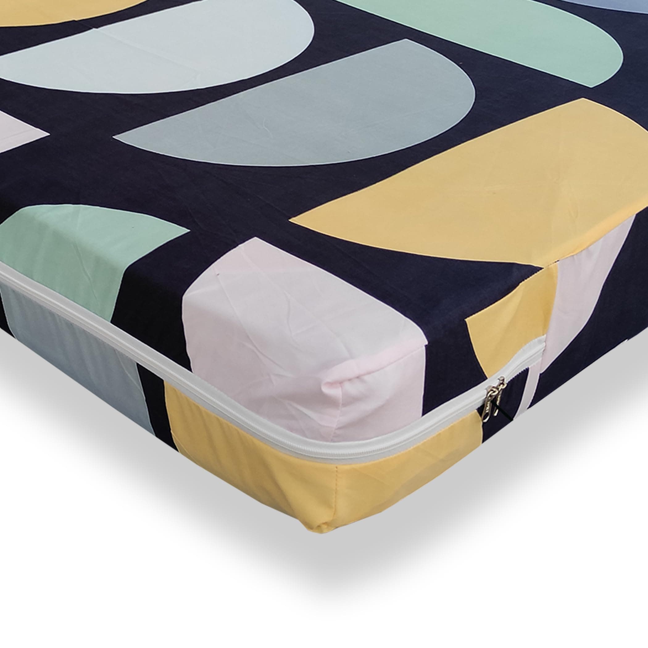 WELLFIT® Premium Glace Cotton 250 TC Mattress Cover/Protector for Double Size Bed with Zip/Chain/4×6 ft / 48×72×5 inch